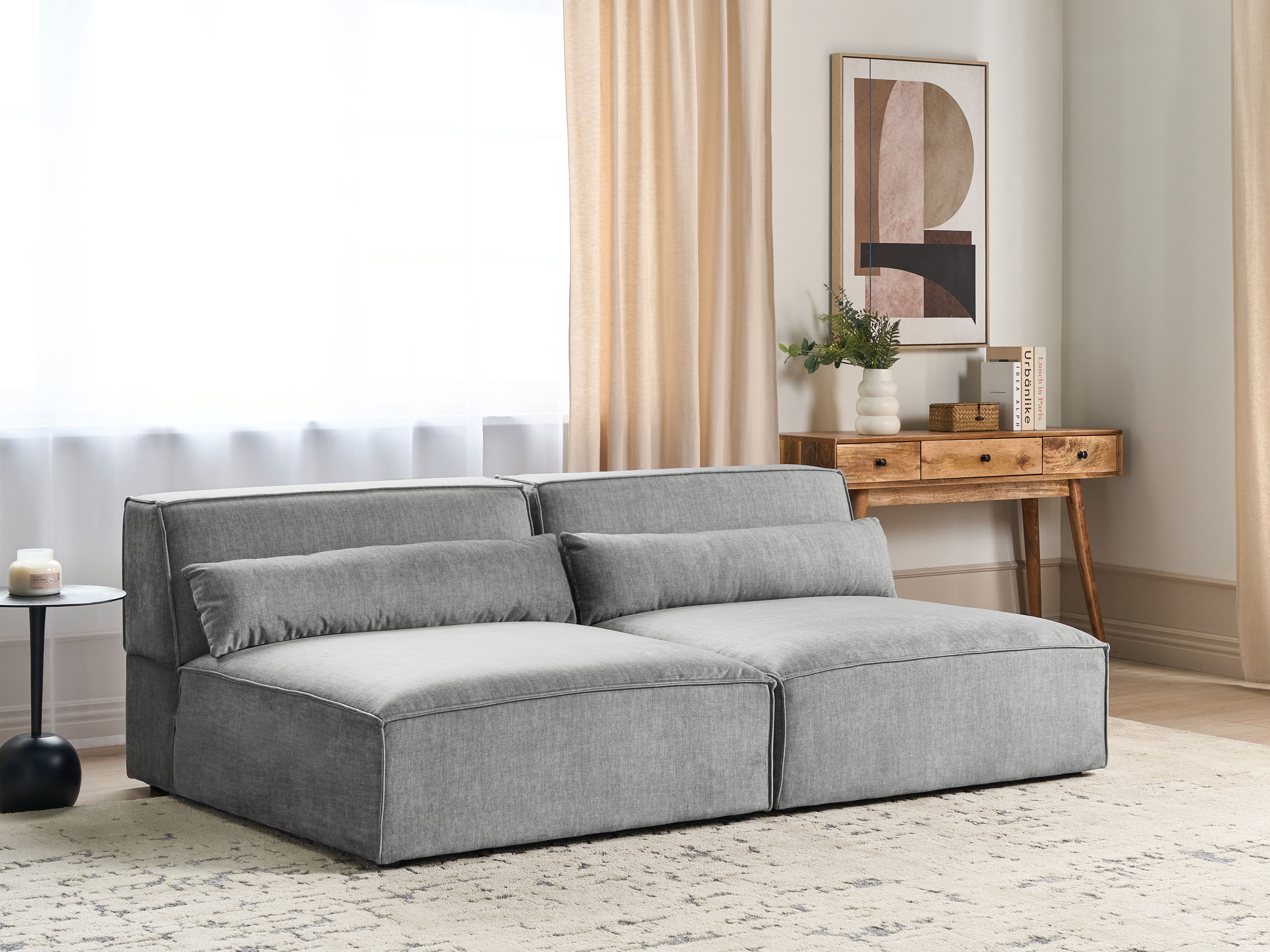 Modular Sofa 2 Seater HELLNAR Fabric Grey