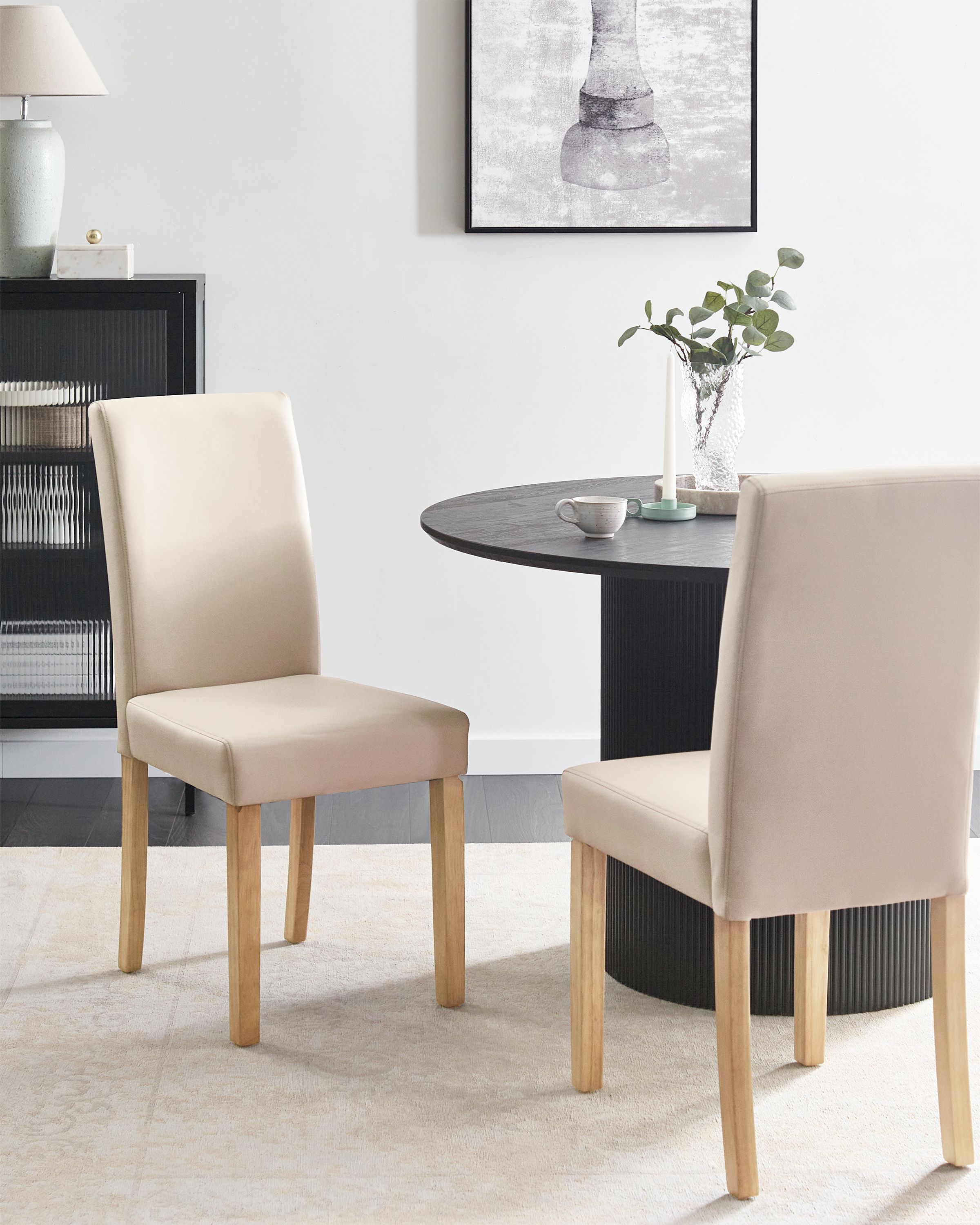 Set of 2 Dining Chairs BROADWAY Faux Leather Beige