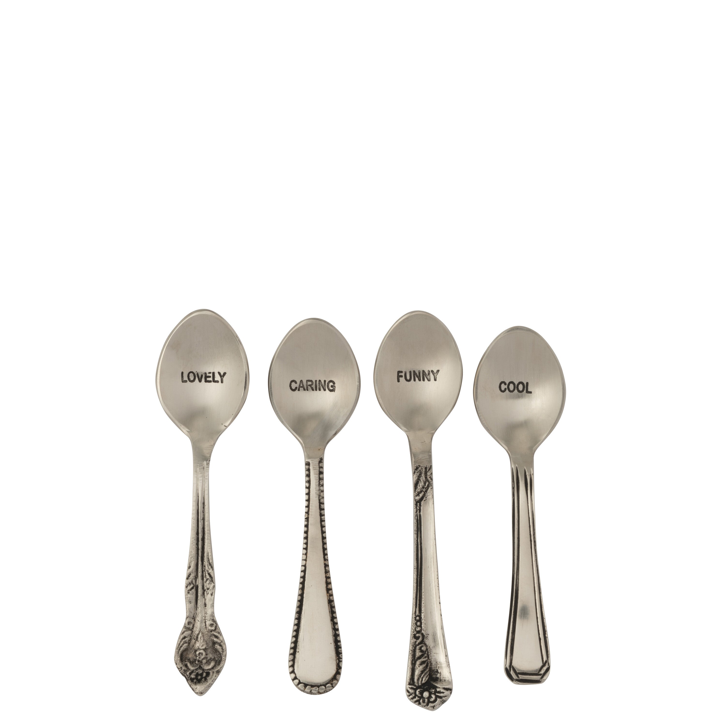 J-Line lepel Messing - brass - zilver - doos van 4