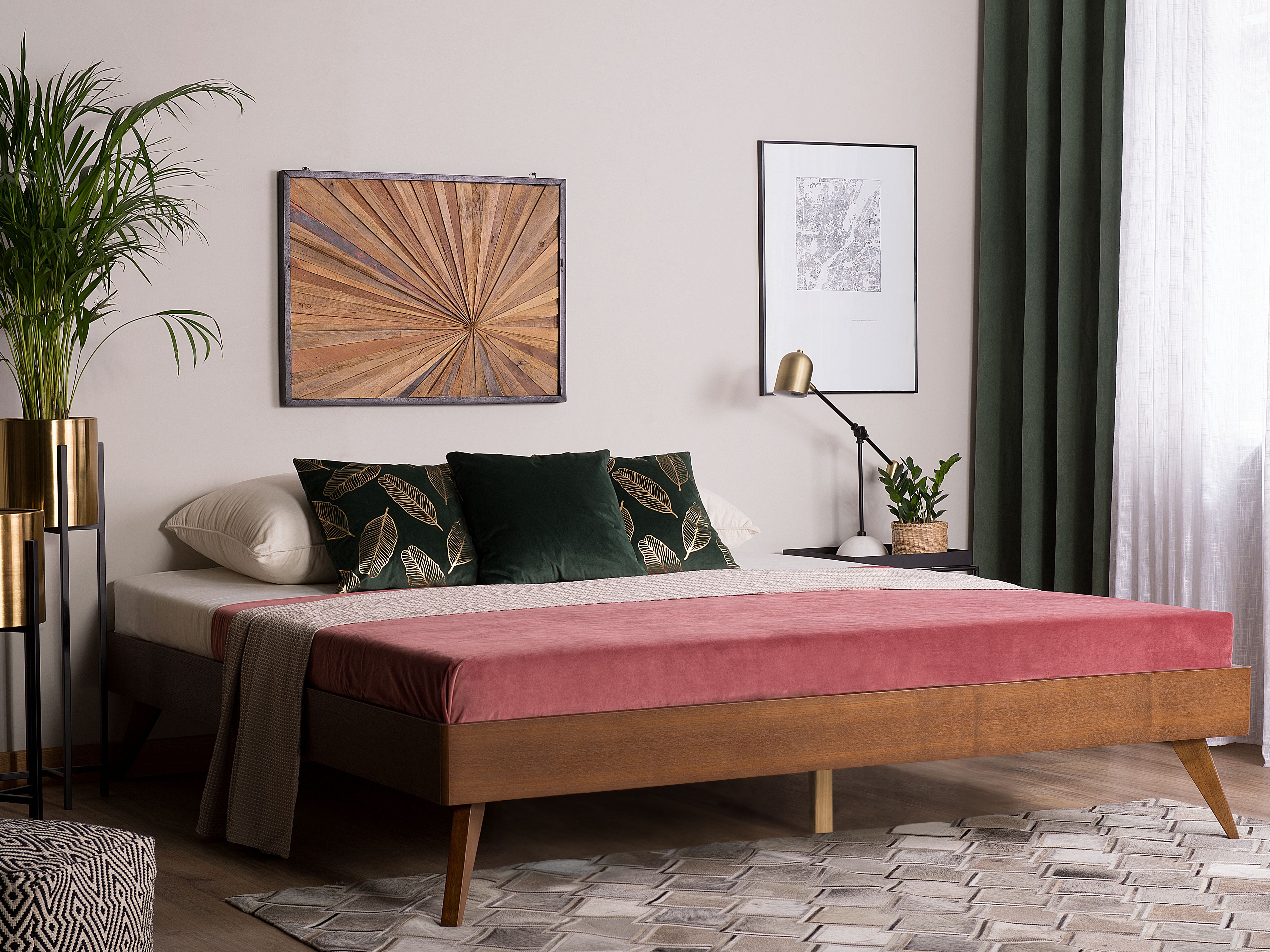 Bed without Headboard BERRIC 140 x 200 cm (EU Double) Dark Ash Wood