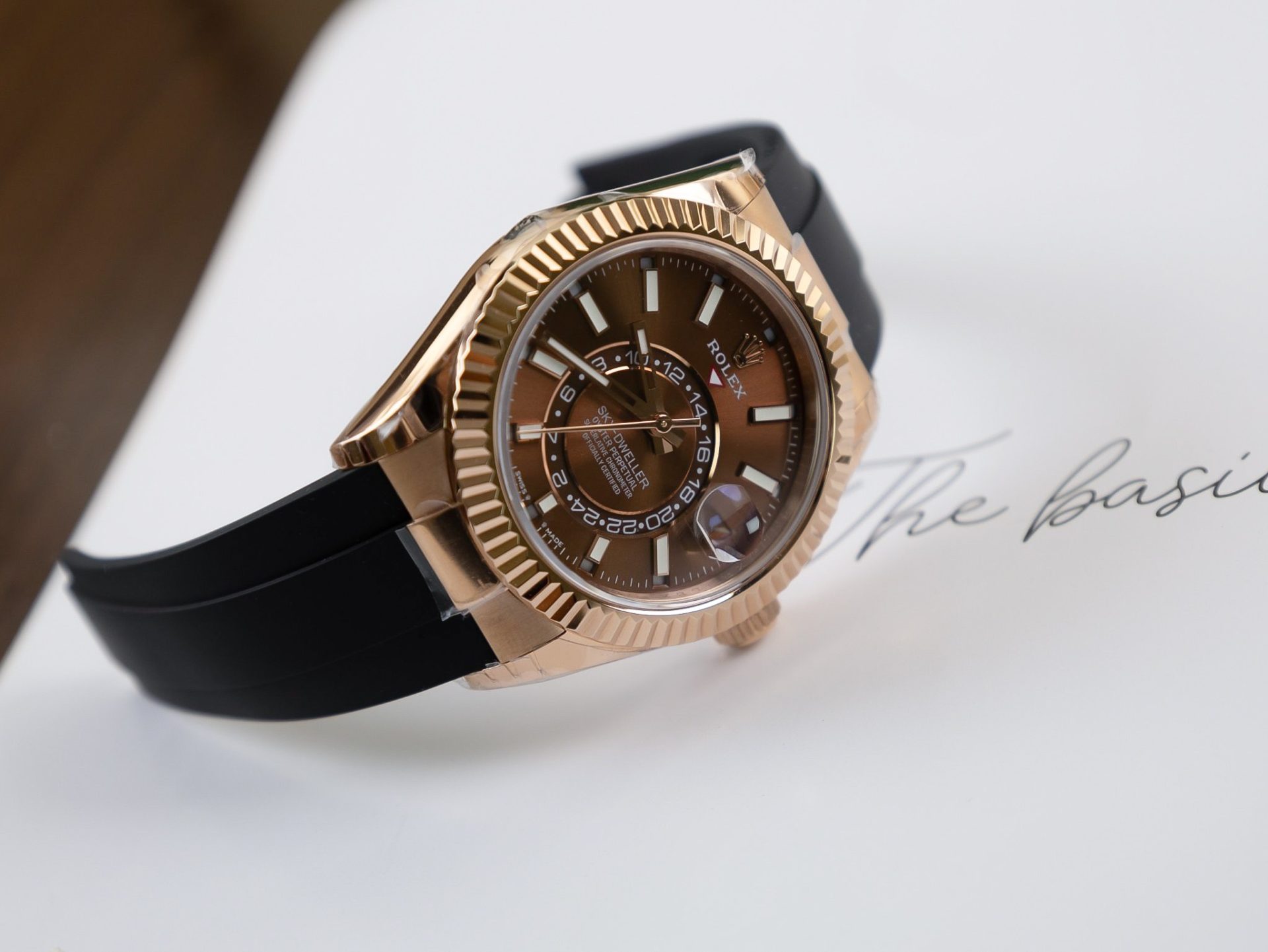 Rolex Replica 1:1 Watch Sky Dweller Chocolate Dial Rubber Strap 42mm - Elite Watch Atelier