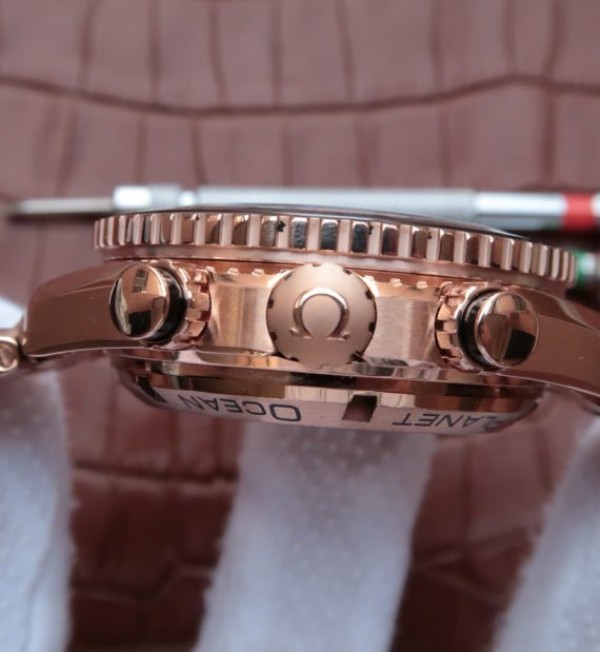 Replica Omega Planet Ocean Master Chronometer RG Black Bezel Black Dial RG Bracelet A9301 - Top club