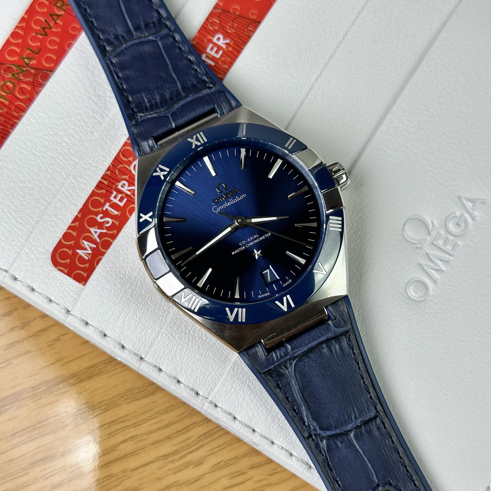Omega Replica 1:1 Watch Constellation Blue Leather Strap VS Factory 41mm - Elite Watch Atelier