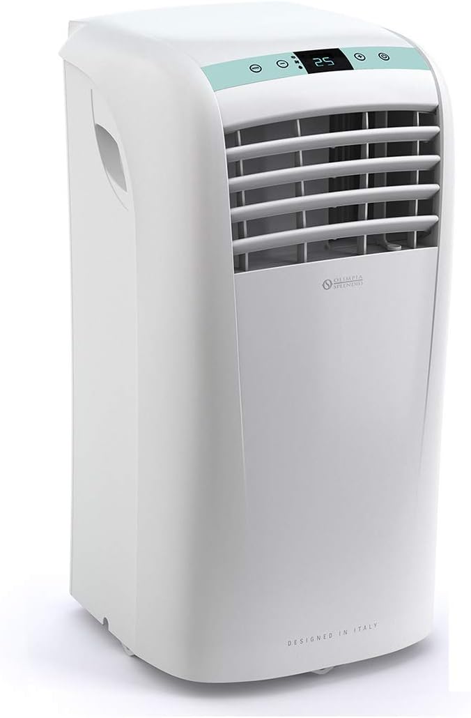 Olimpia Splendid-01921 Dolceclima Compact 10 P- Acondicionador de aire portátil 3 en 1: Refrigeración,Ventilación,Deshumidificación,10.000 Btu/H,2,64 Kw,Temporizador 24h-para habitaciones hasta 80m³
