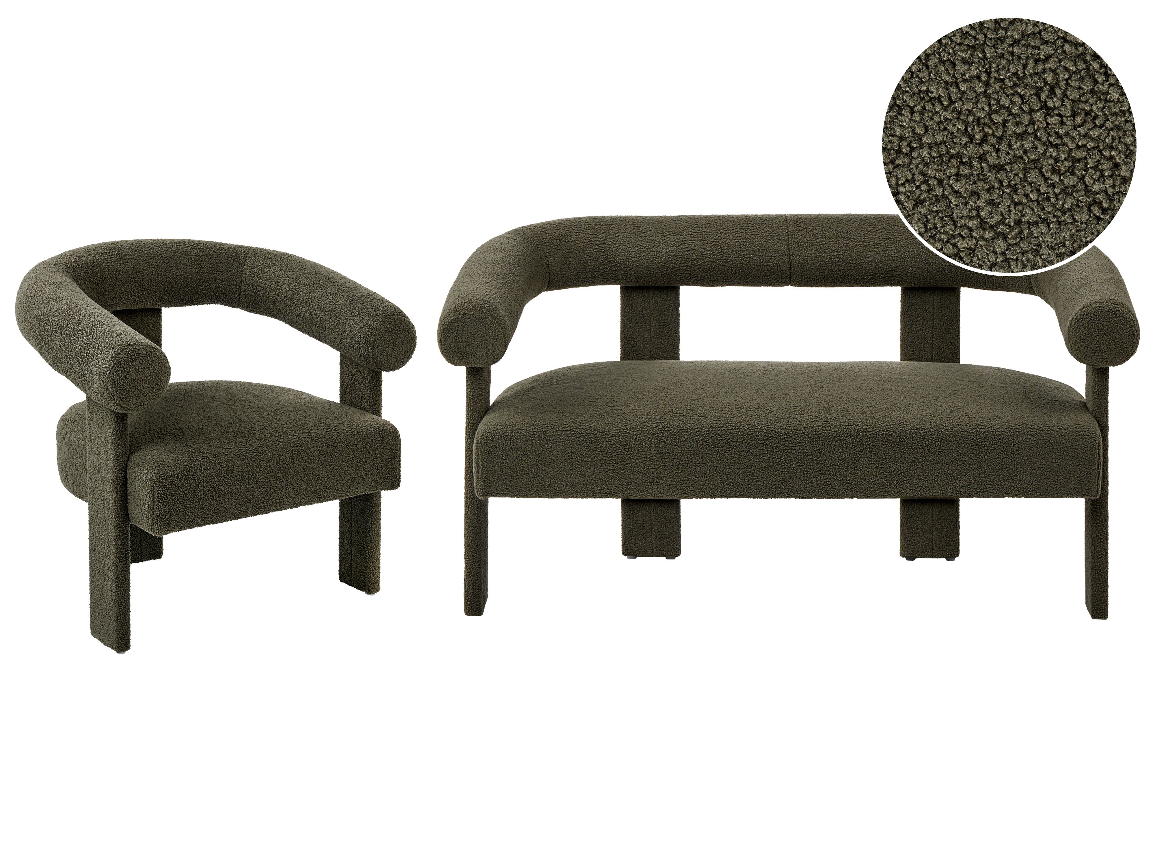 Living Room Set ILBRO Boucle Dark Green