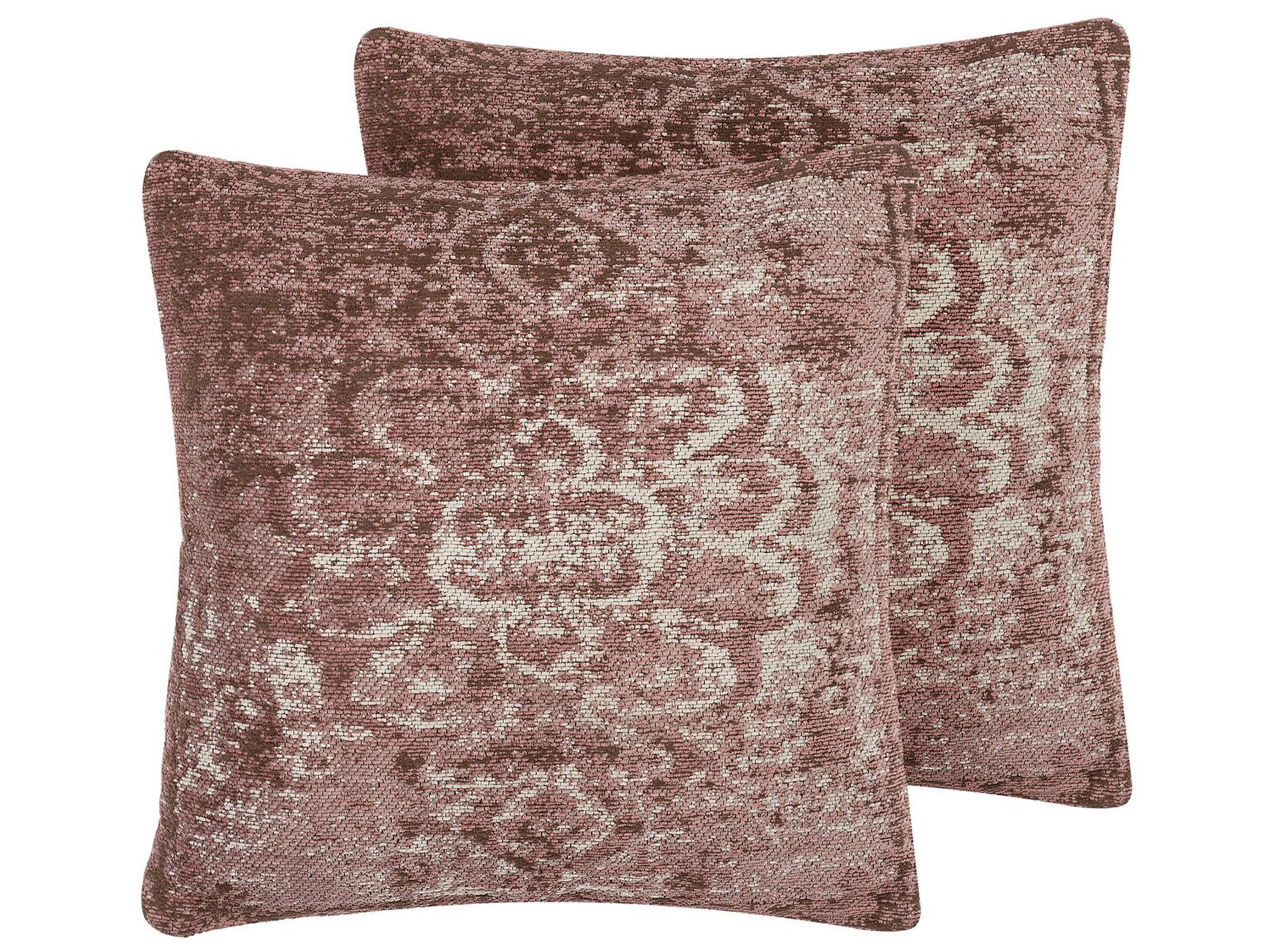 Set of 2 Decorative Cushions VAKAYAR Cotton 45 x 45 cm Pink Floral Pattern