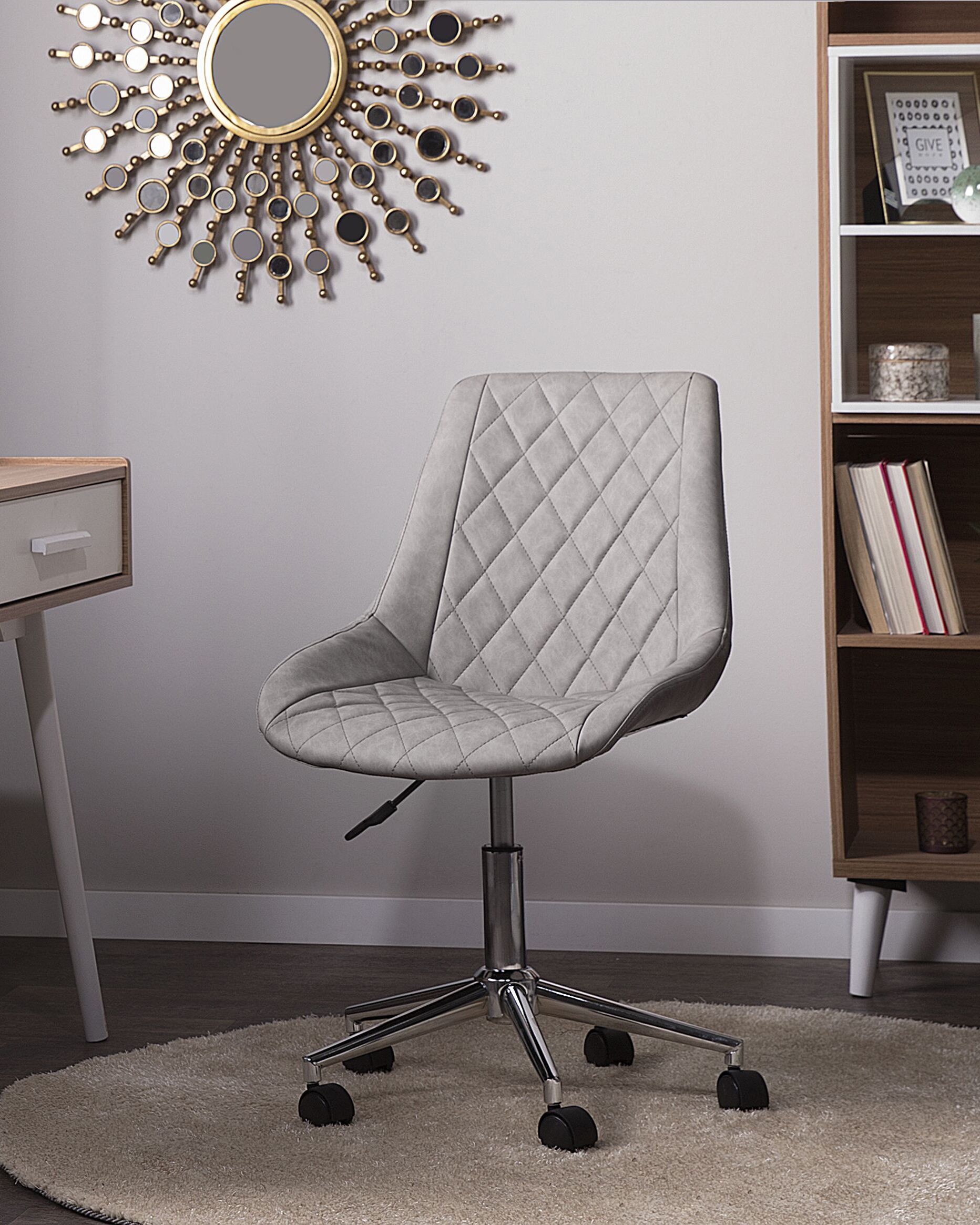 Desk Chair MARIBEL Faux Leather Light Grey