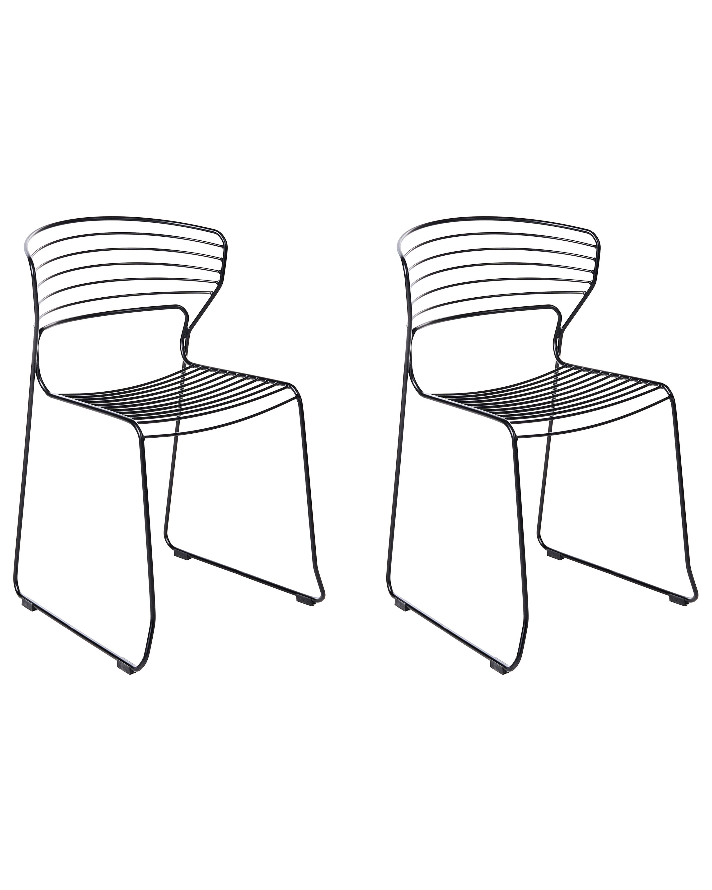 Set of 2 Garden Chairs PISTOIA Metal Black