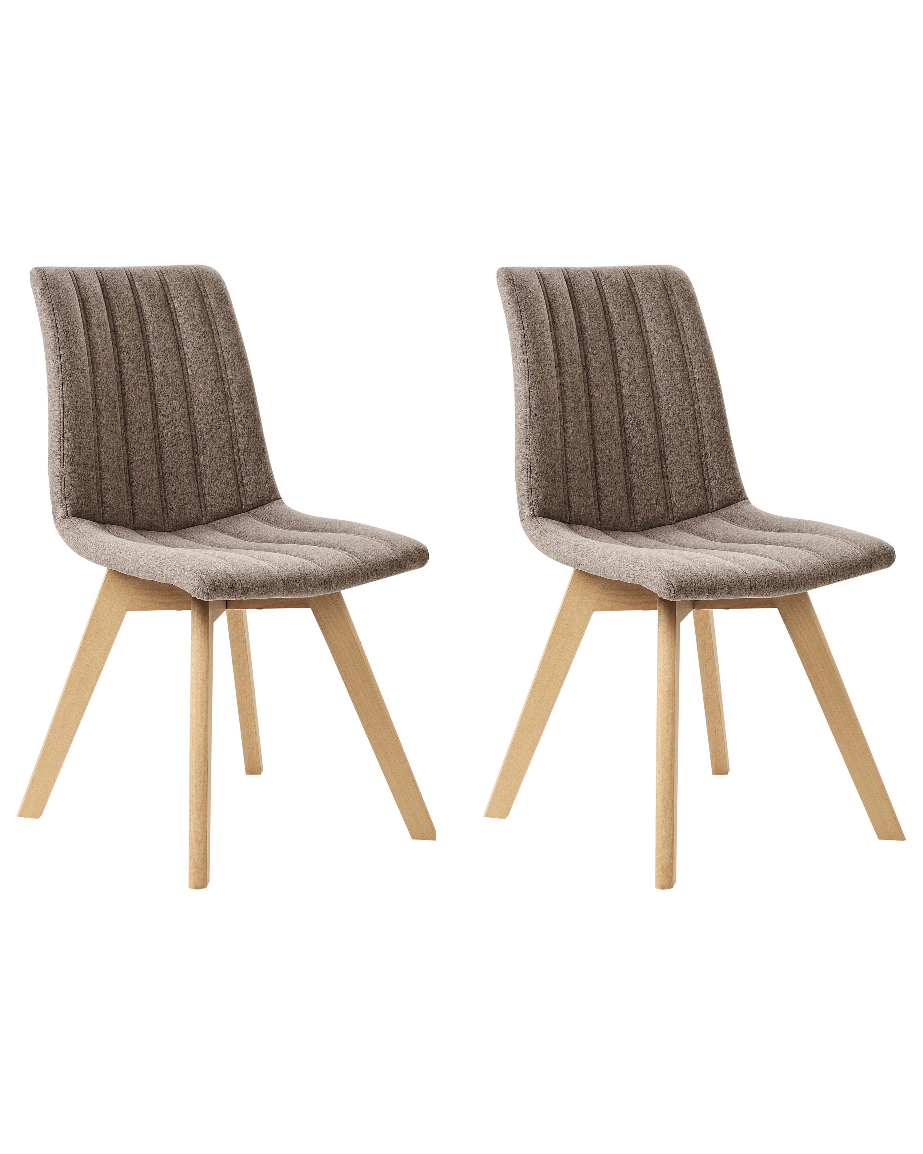 Set of 2 Dining Chairs CALGARY Fabric Brown