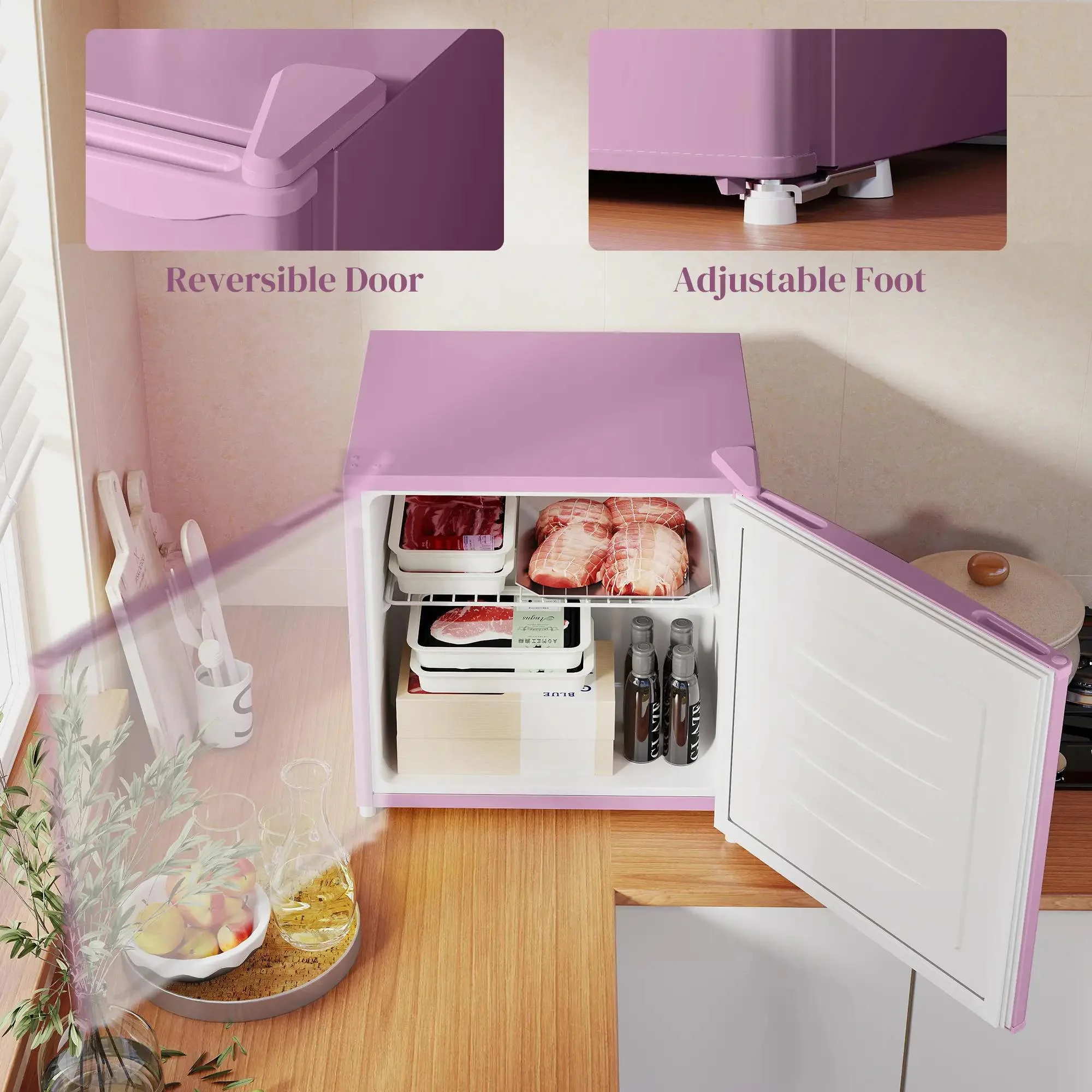 Resenkos 1.1 Cu.Ft Countertop Mini Freezer, Compact Upright Freezer with Removable Shelves, Red - Image 59