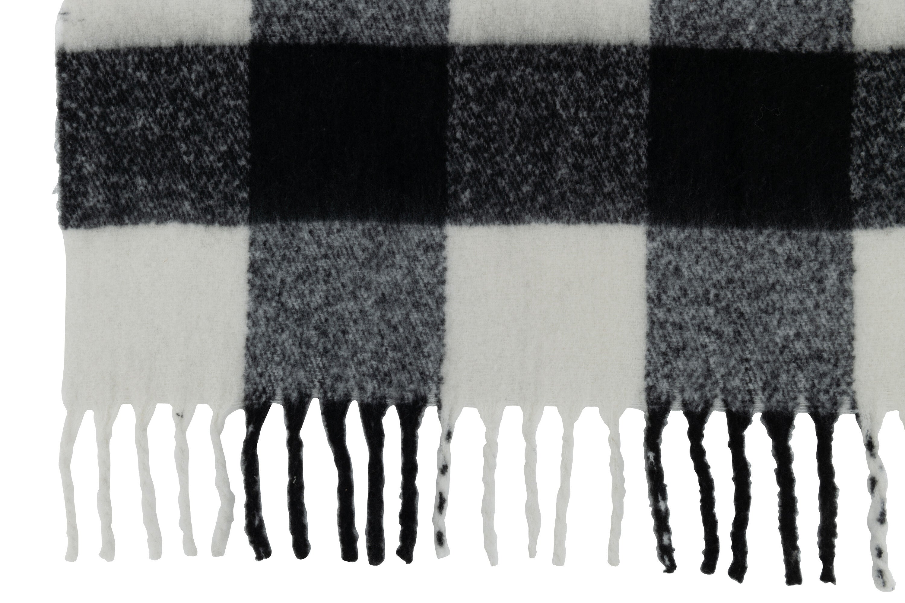J-Line plaid Tegels - polyester - zwart wit - 152 x 127 cm