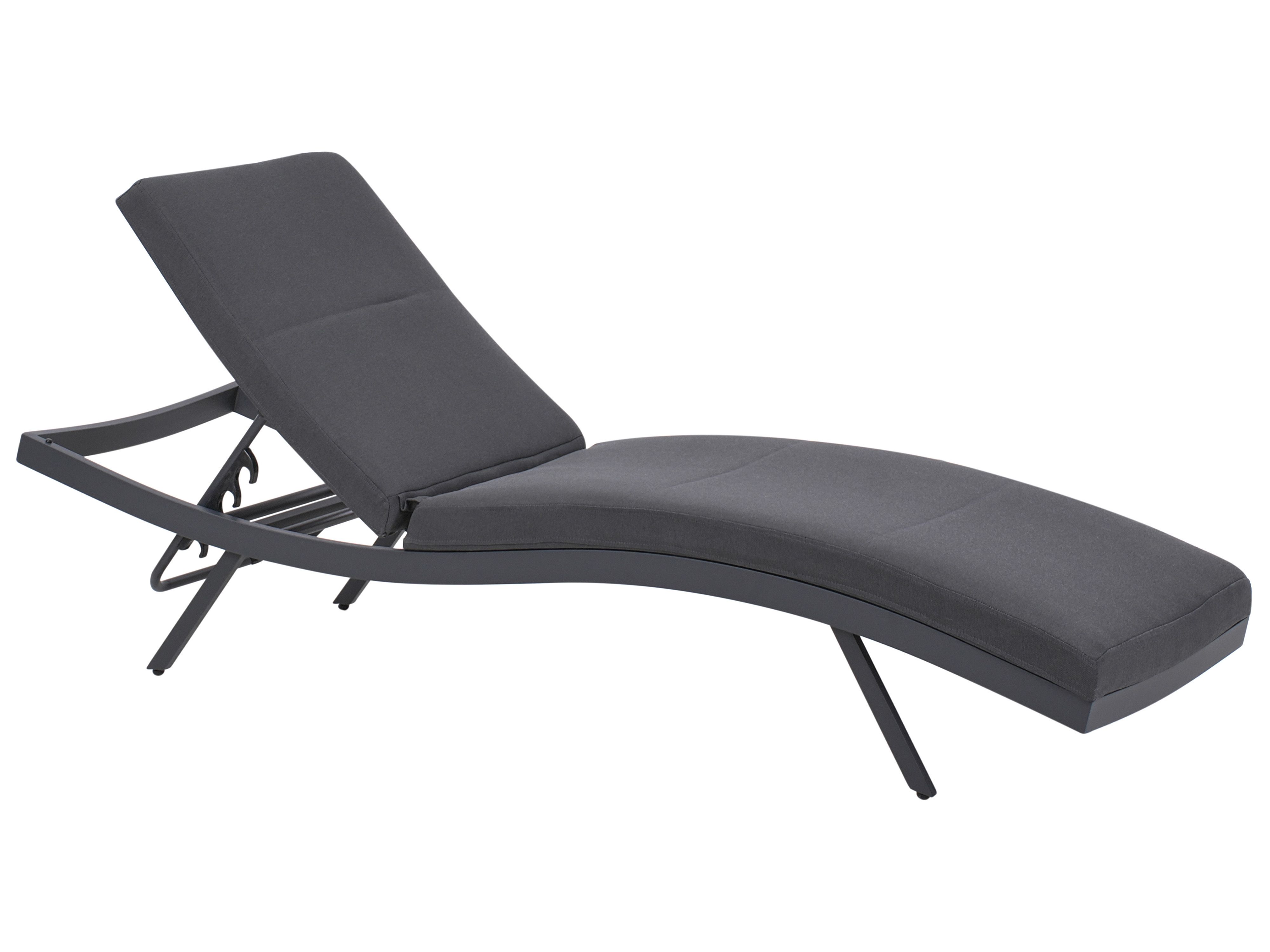 Sun Lounger with Cushion AMELIA Reclining Metal Dark Grey