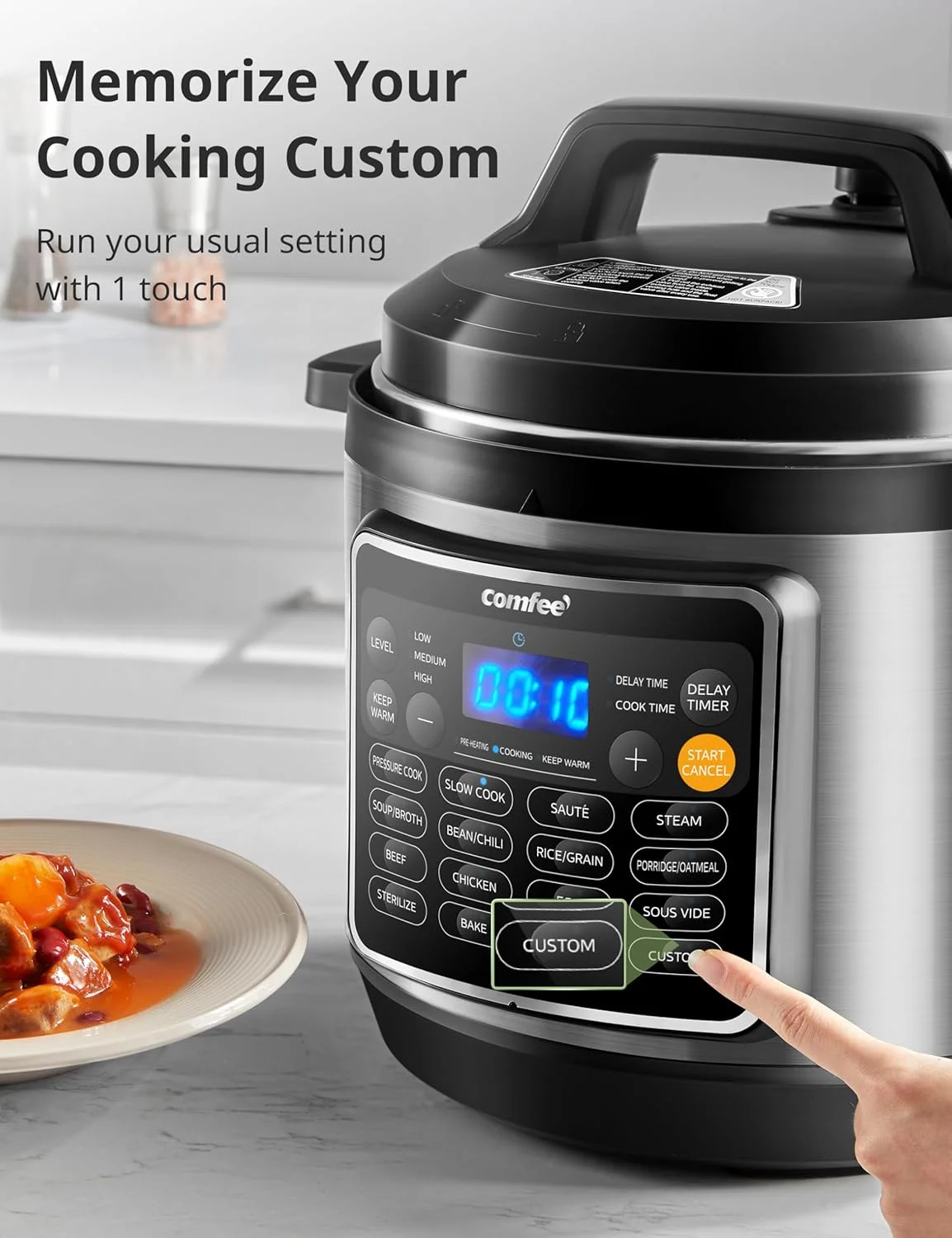 COMFEE�� 16 in 1 Electric Pressure Cooker Instant Multi Cooker Olla de Presion Non-Stick Pot Yogurt Maker Rice Cooker Slow Cooker Saut�� Steamer 8 Quarts Stainless Steel