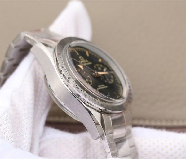 Replica Omega OMF Speedmaster 57 Co-Axial Black Dial Brown Markers SS Bracelet A9300 - Top club