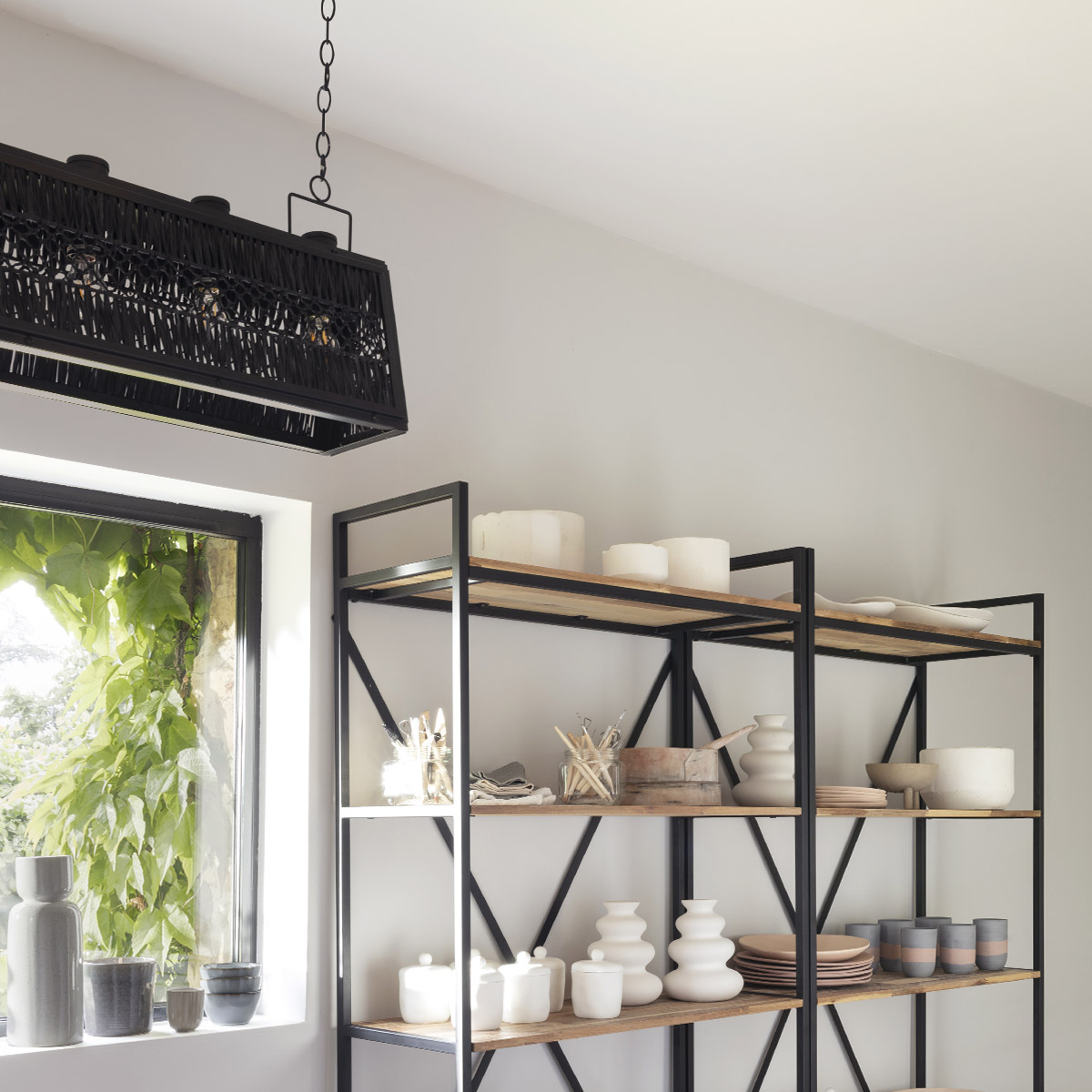 Hanging lamp "Aaron" Metal, black, l.93 cm