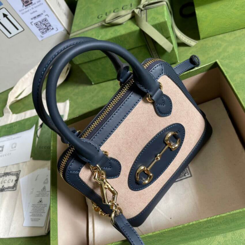 Replica Gucci Horsebit 1955 Mini Top Handle Bag 640716 In Beige Canvas1:1High-quality replica