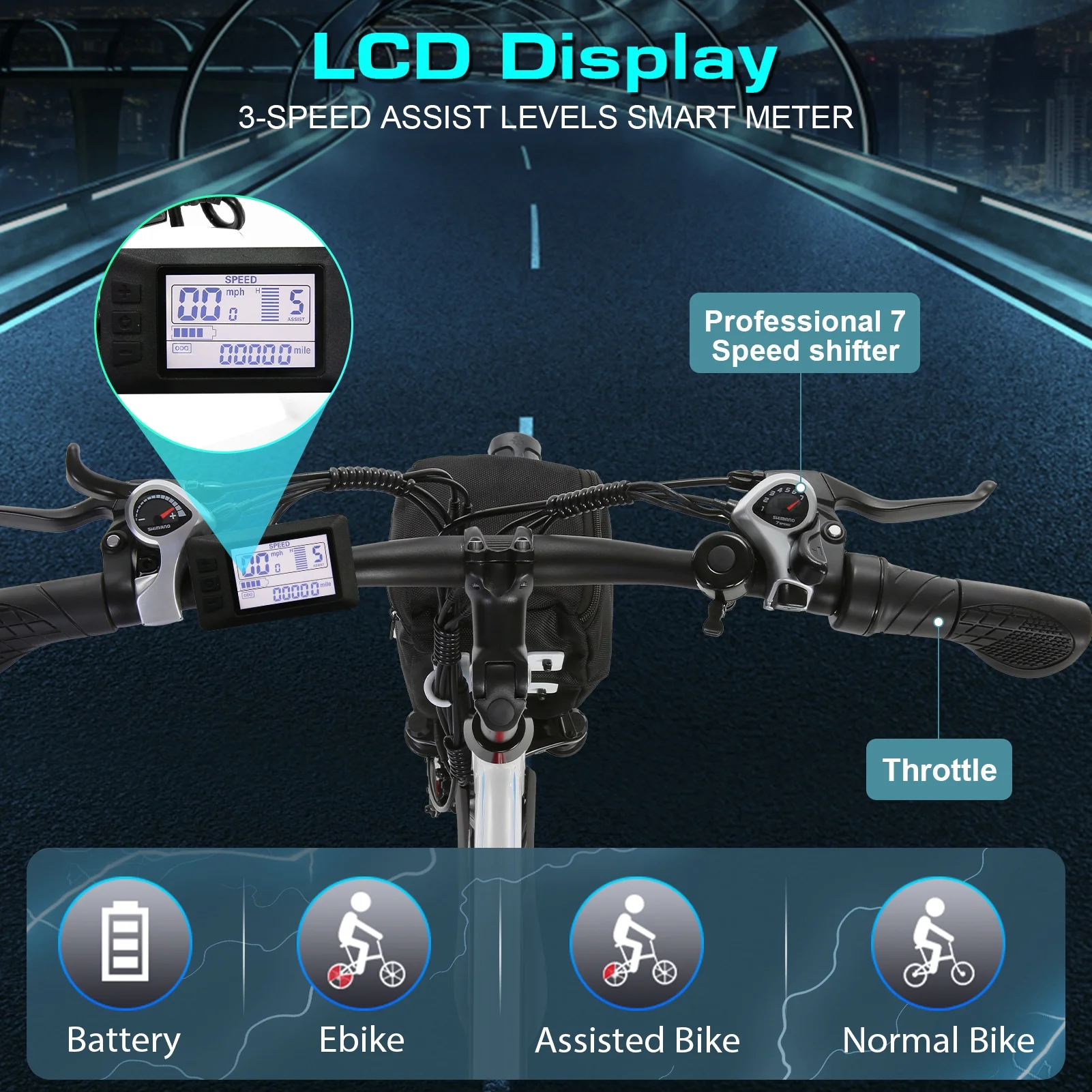 Vivi Electric Bike 26" City Commuter Electric Bike 48V 500W Step - Through Electric Bike 19.8MPH Electric Cruiser