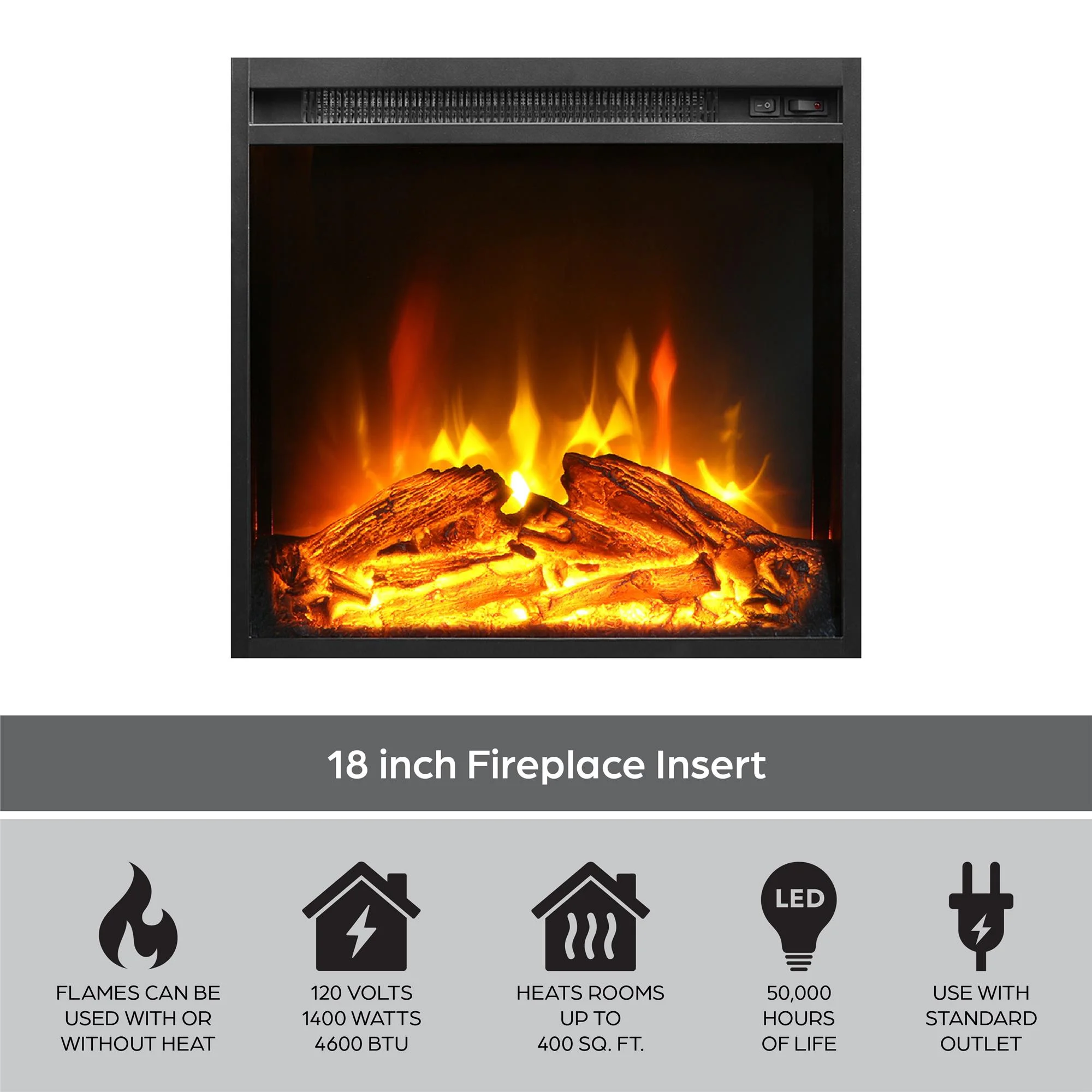 Mainstays Fireplace TV Stand, for TVs up to 55", Black Oak - Image 16