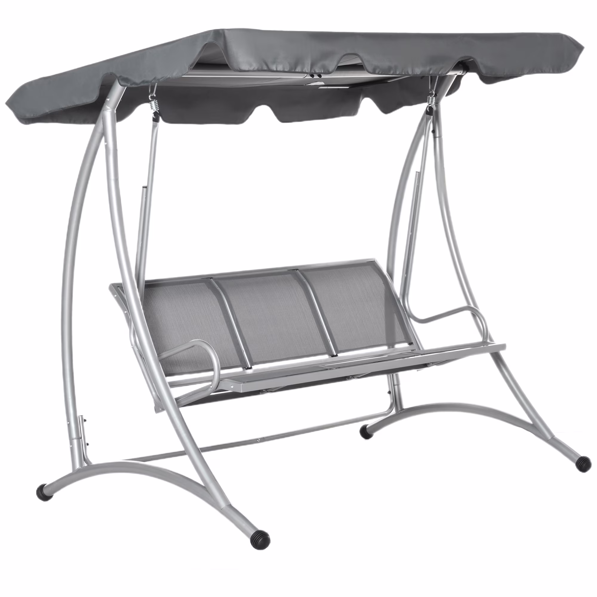 Outsunny 3 Person Patio Swing Seats, Porch Swing with Stand & Adjustable Canopy, Heavy Duty Outdoor Swing Chair Bench for Adults, Black - Image 7