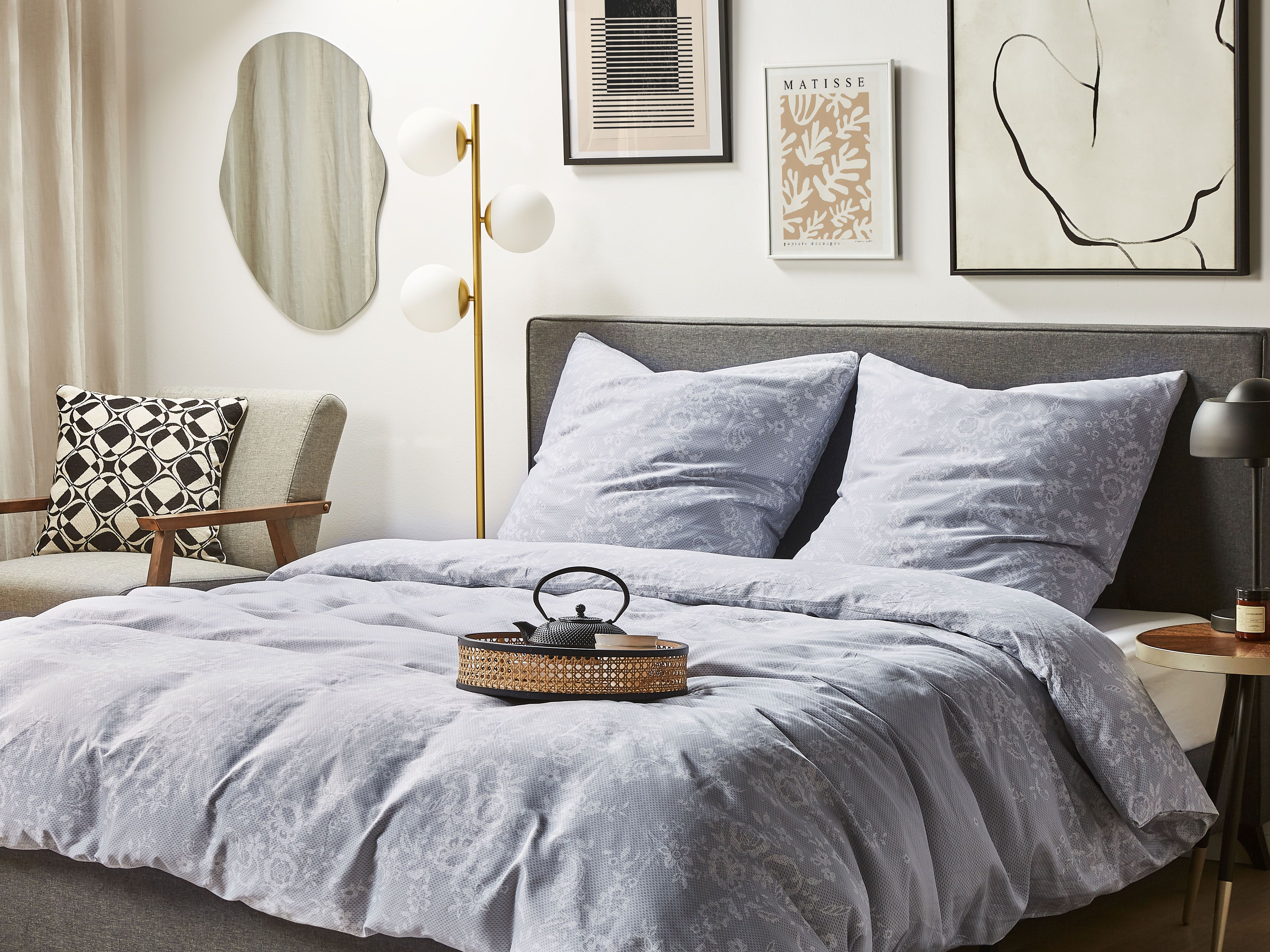 Duvet Cover Set MORNINGSIDE Sateen Cotton 135 x 200 cm Grey