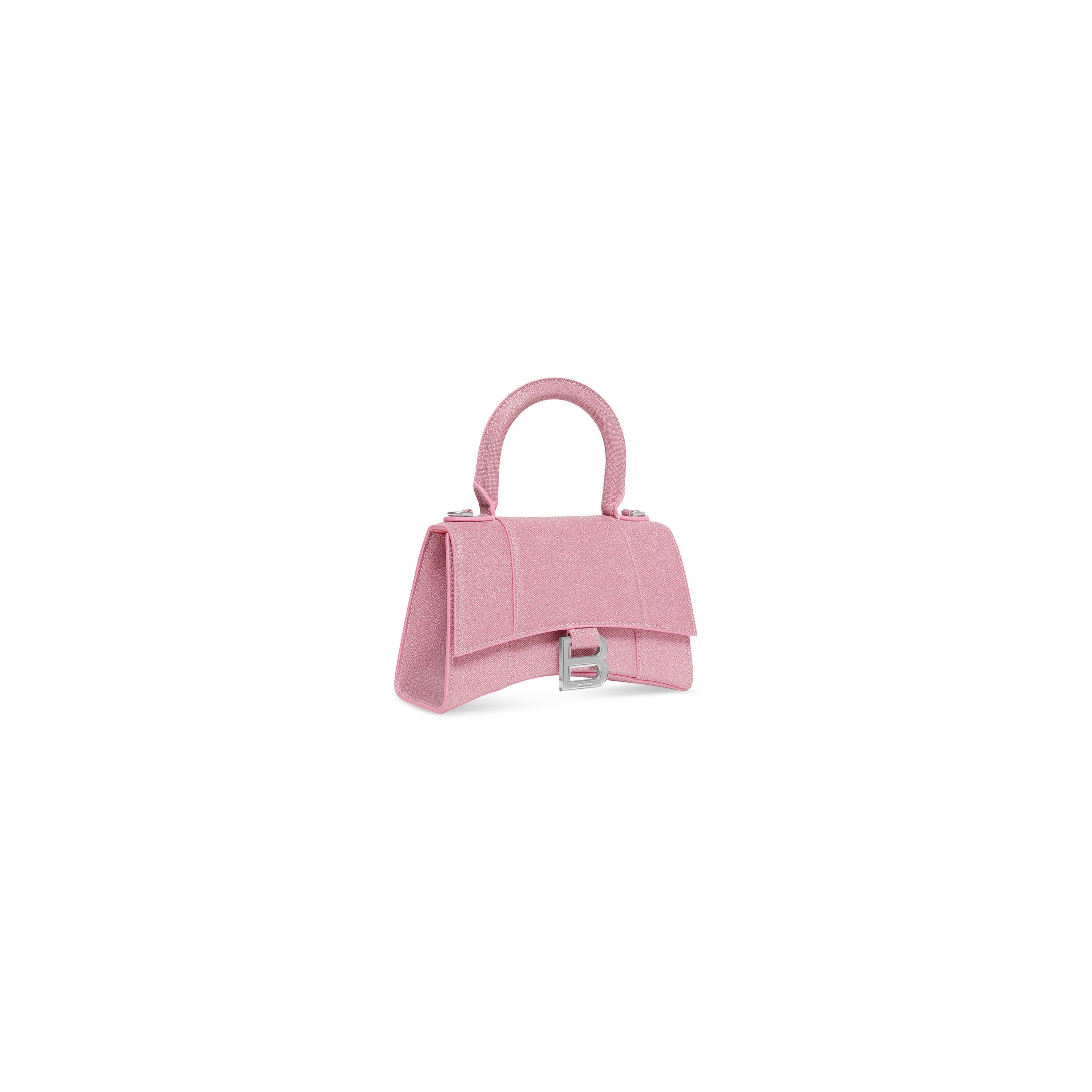 WOMEN'S HOURGLASS XS HANDBAG IN SPARKLING FABRIC IN PINK - Replicaclubs
