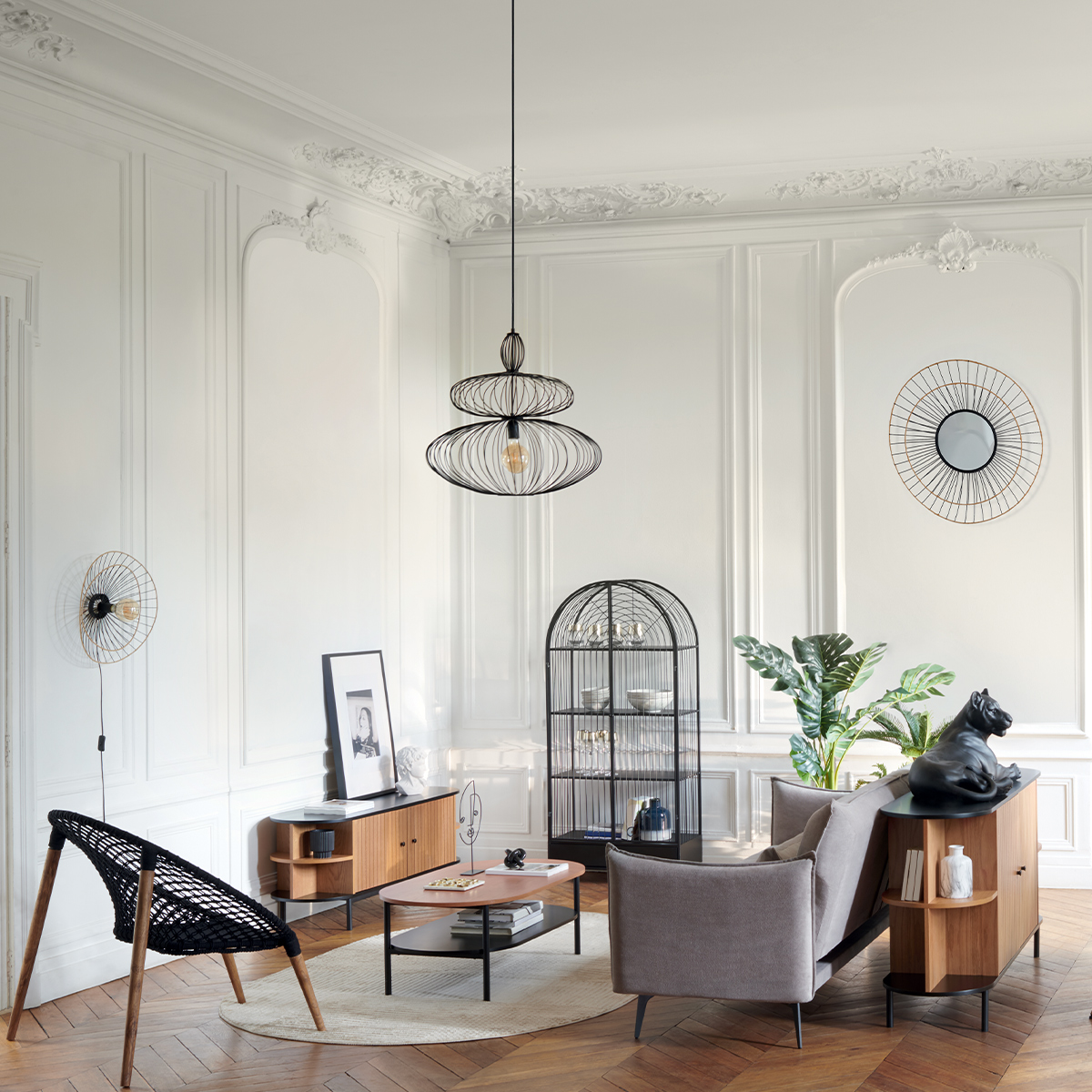 Statue leopard reclining Black, H.38 cm