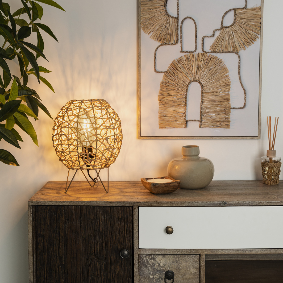 Lamp "Raahe" Beige, H.34 cm