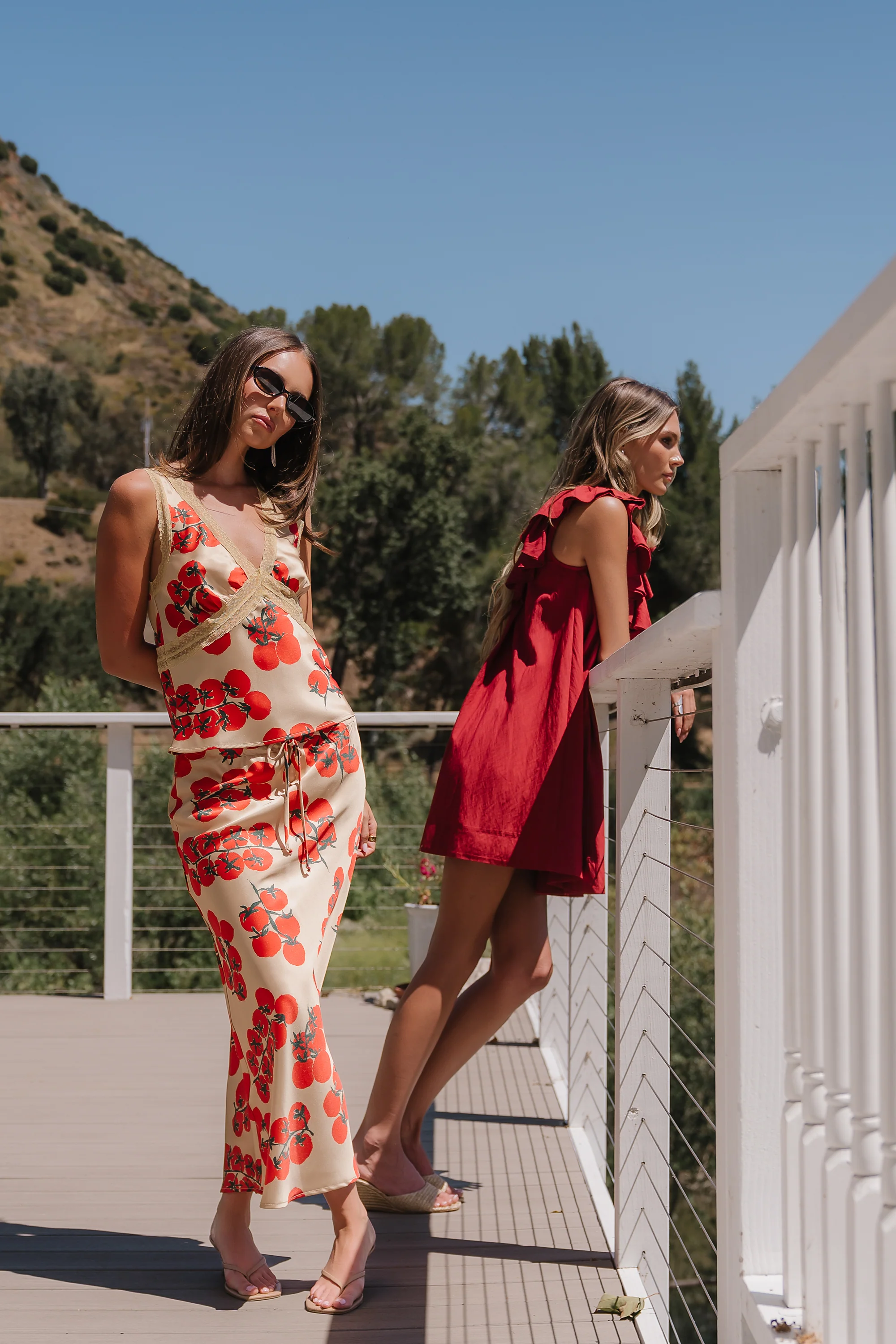 Juliet Ruffle Mini Dress in Red