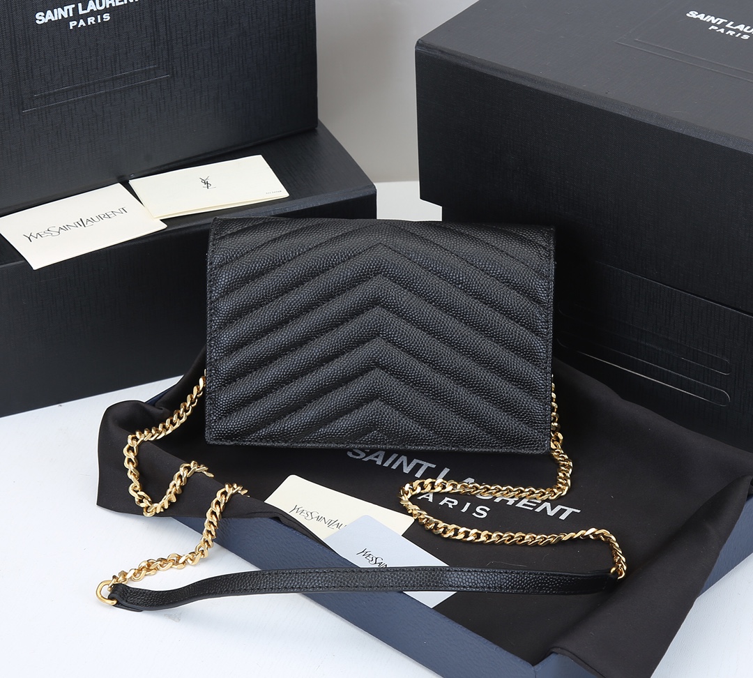 Replica Ysl Envelope Chain Wallet In Grain De Poudre Embossed Leather 18881:1High-quality replica