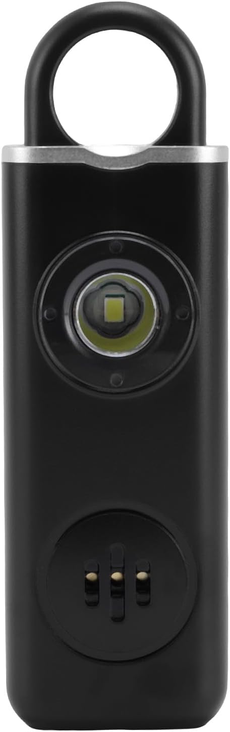 130dB Personal Safety Alarm with LED Light Emergency Security Keychain for Women, Water Proof (Black)