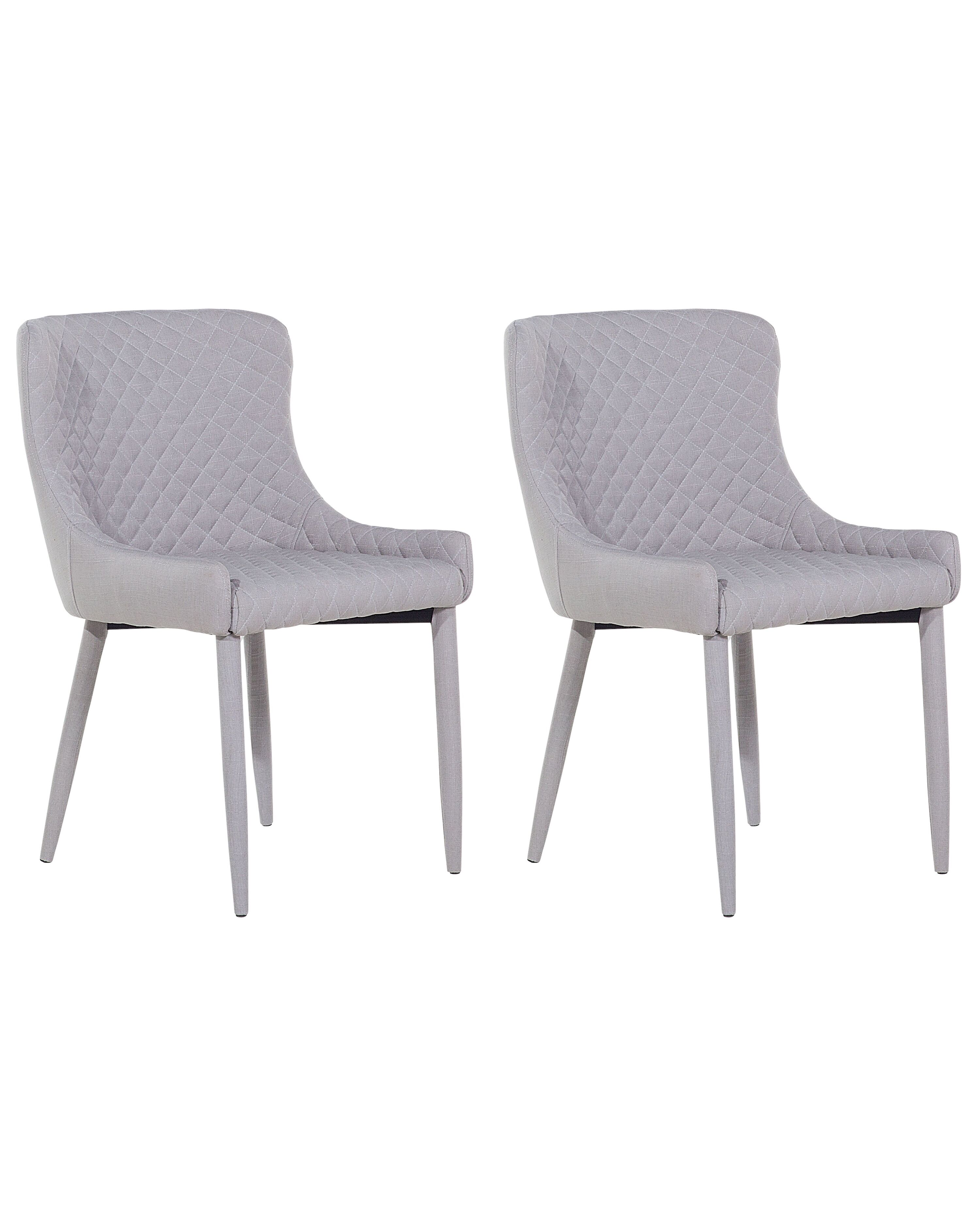 Set of 2 Dining Chairs SOLANO Fabric Light Grey