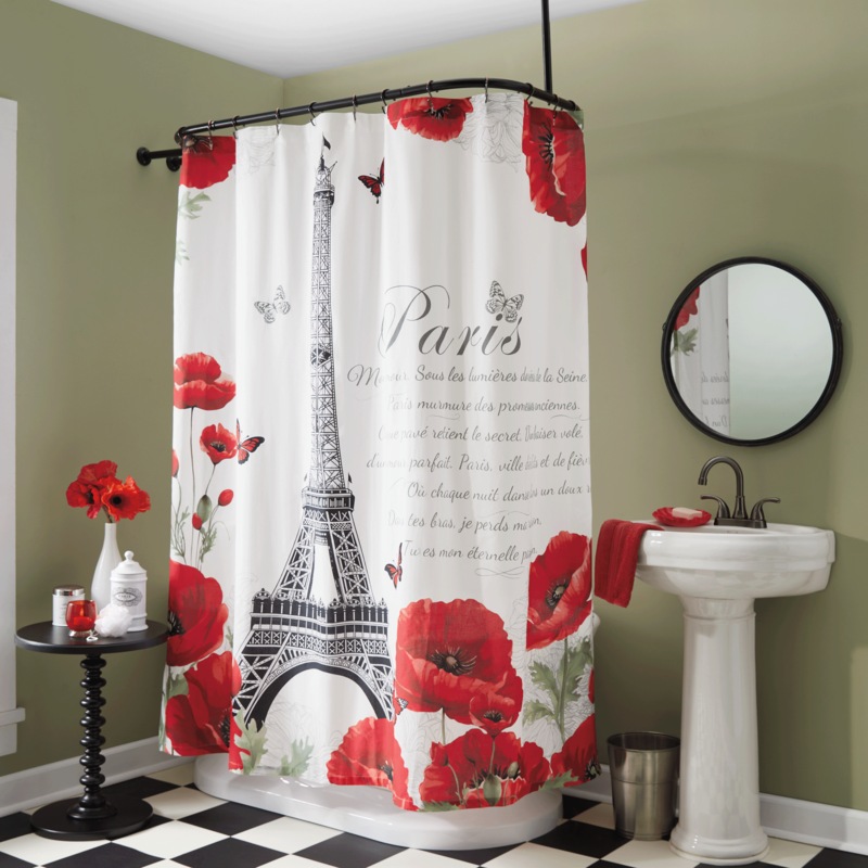 Paris Poppies Shower Curtain - MIDNIGHT VELVET CATALOG