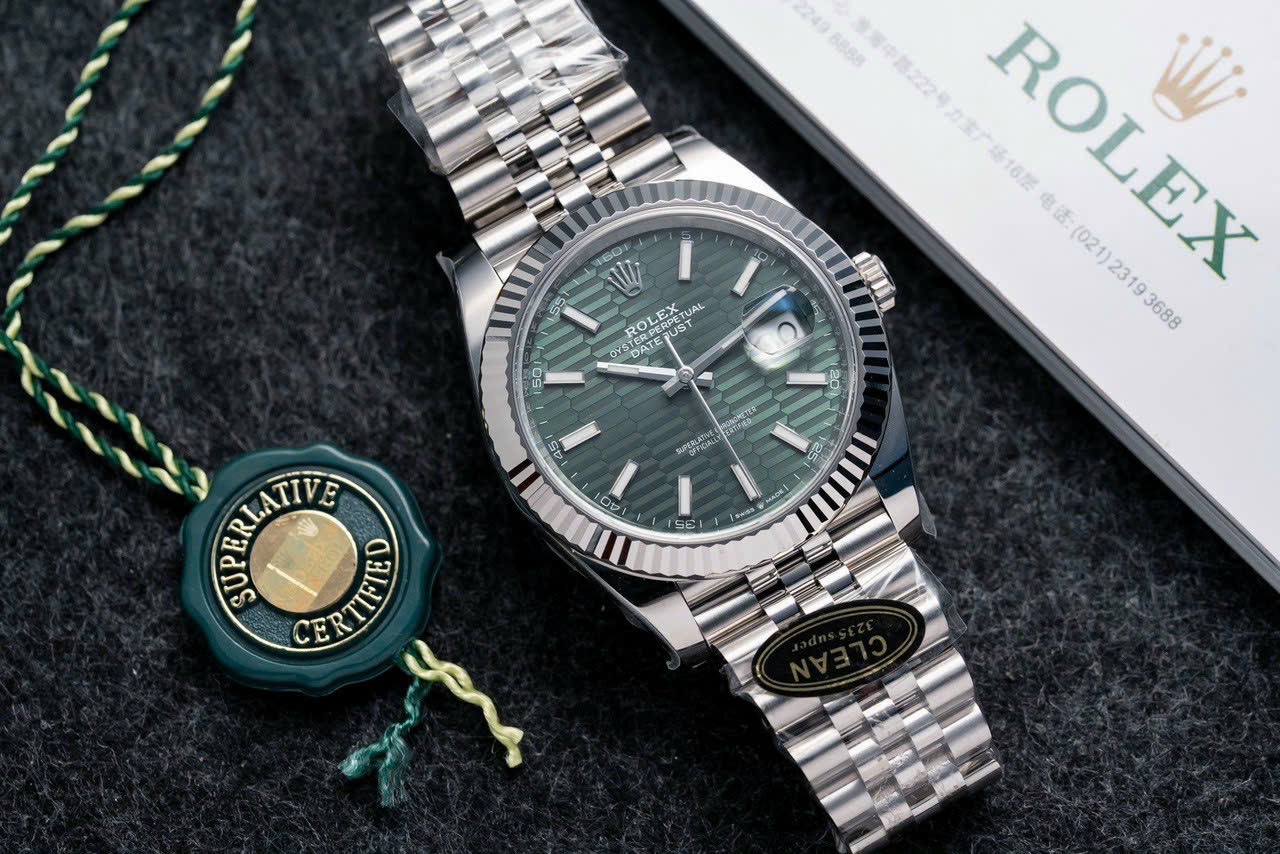 Rolex DateJust 126334 Replica Watch Green Dial Jubilee Strap Clean 41mm - Elite Watch Atelier