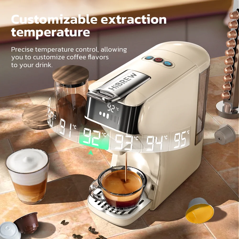 HiBREW 6in1 Pods Coffee Machine Multiple Espresso Cafetera Cappuccino Coffee Maker H1B Beige - Image 2