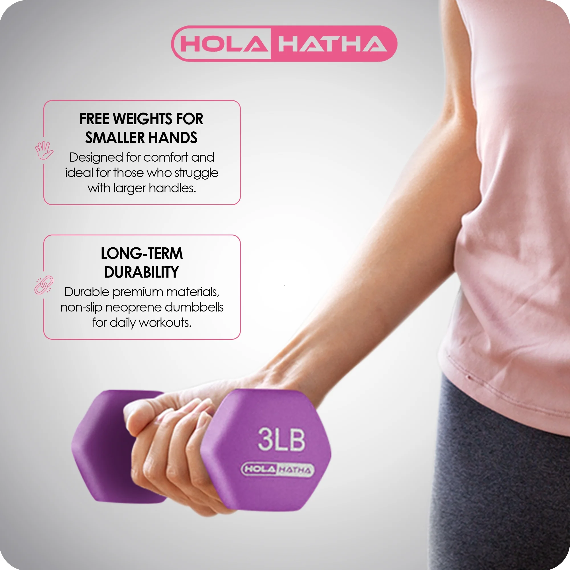 HolaHatha Neoprene Dumbbell Weight Set with Rack (Black), 112.5 lb - Image 26