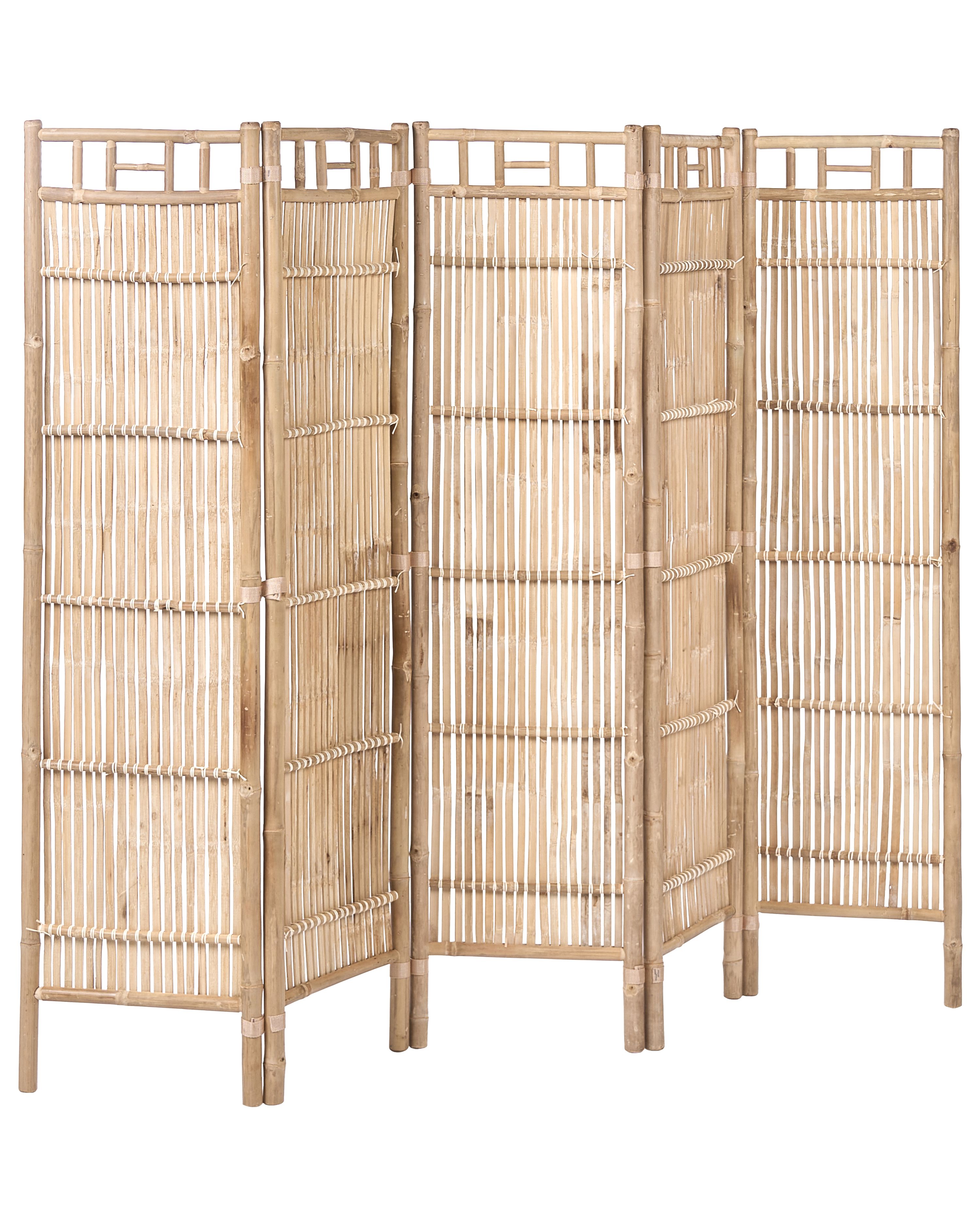 5-Panel Garden Privacy Screen CEFALU Folding Light Brown