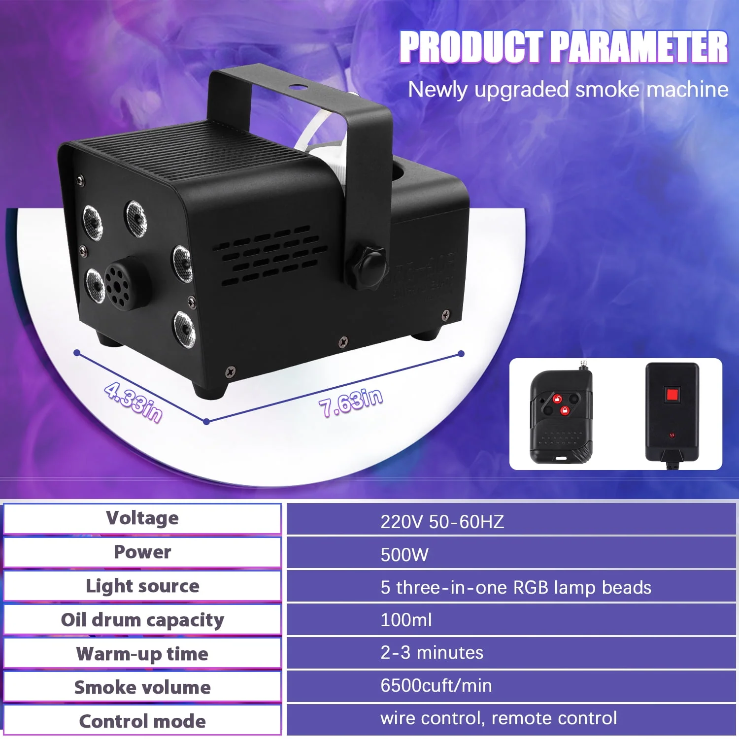 Wondnuga Halloween Fog Machine Smoke Machine 550W 3-in-one RGB Light Beads Smoke Machine Remote Control for Halloween Party Wedding - Image 10 Wondnuga Halloween Fog Machine Smoke Machine 550W 3-in-one RGB Light Beads Smoke Machine Remote Control for Halloween Party Wedding - Image 10