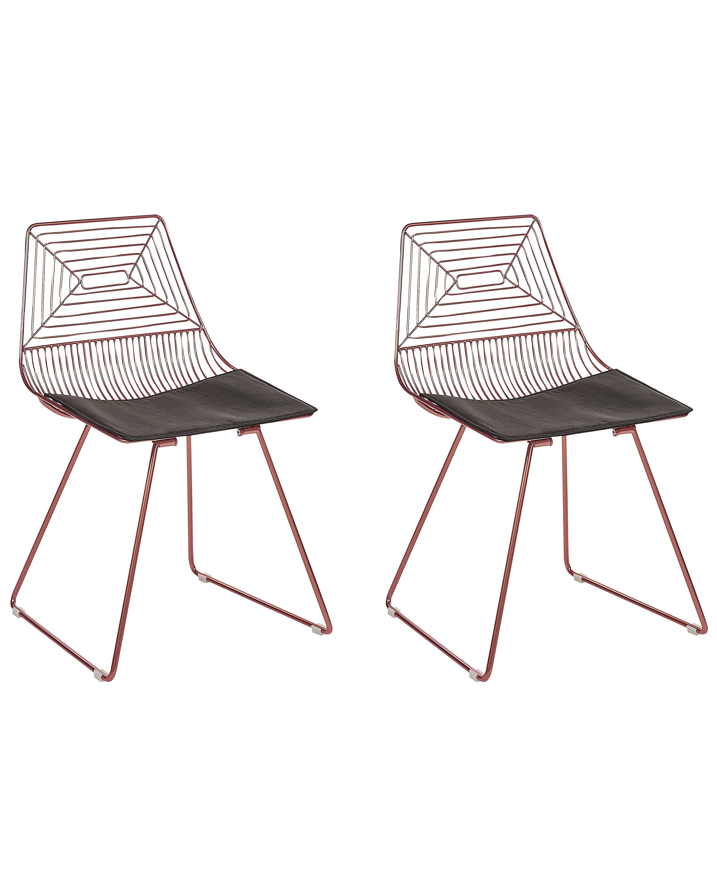 Set of 2 Dining Chairs BEATTY Metal Rose Gold