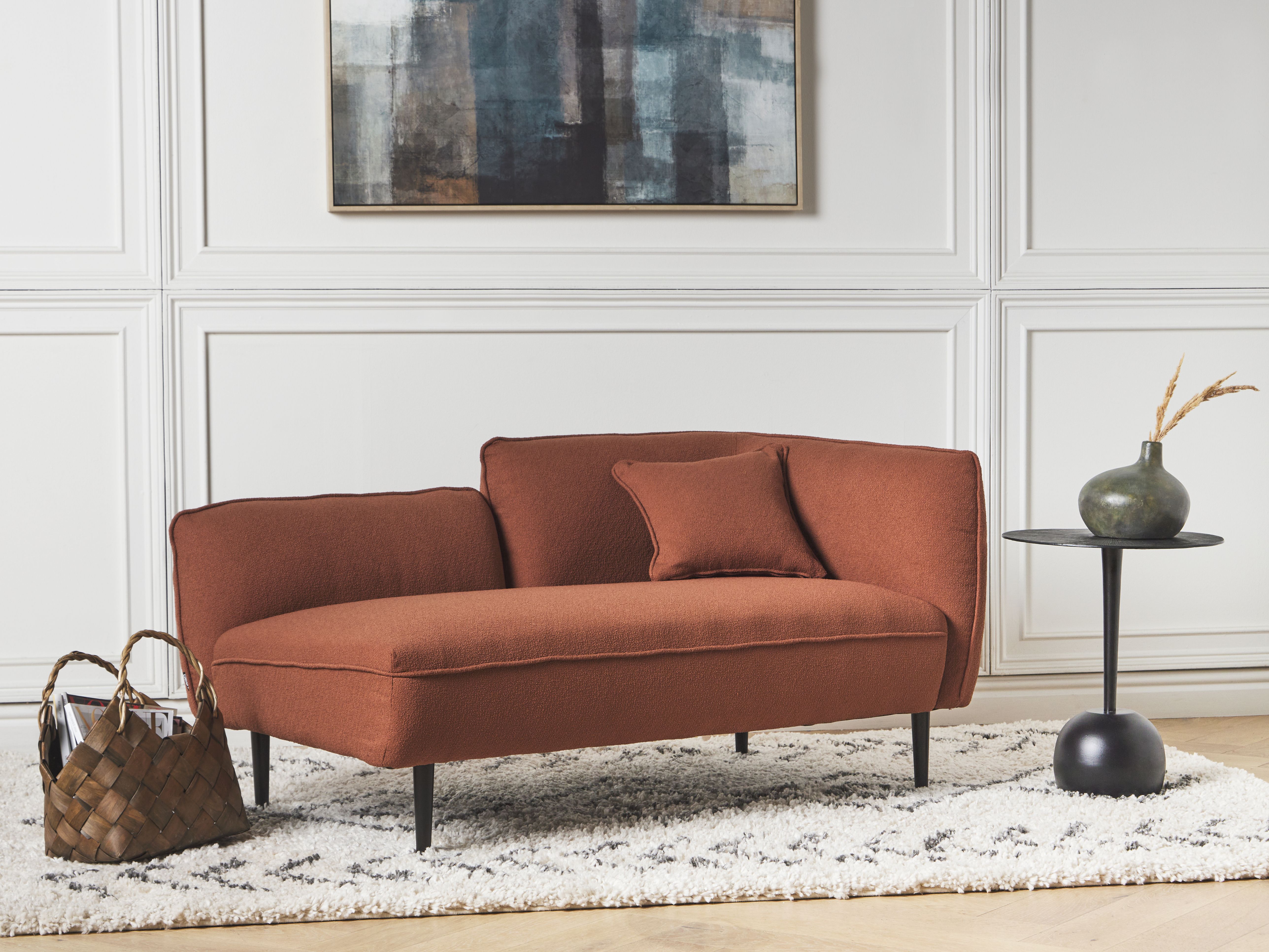 Right-Hand Chaise Lounge CHEVANNES Boucle Dark Red