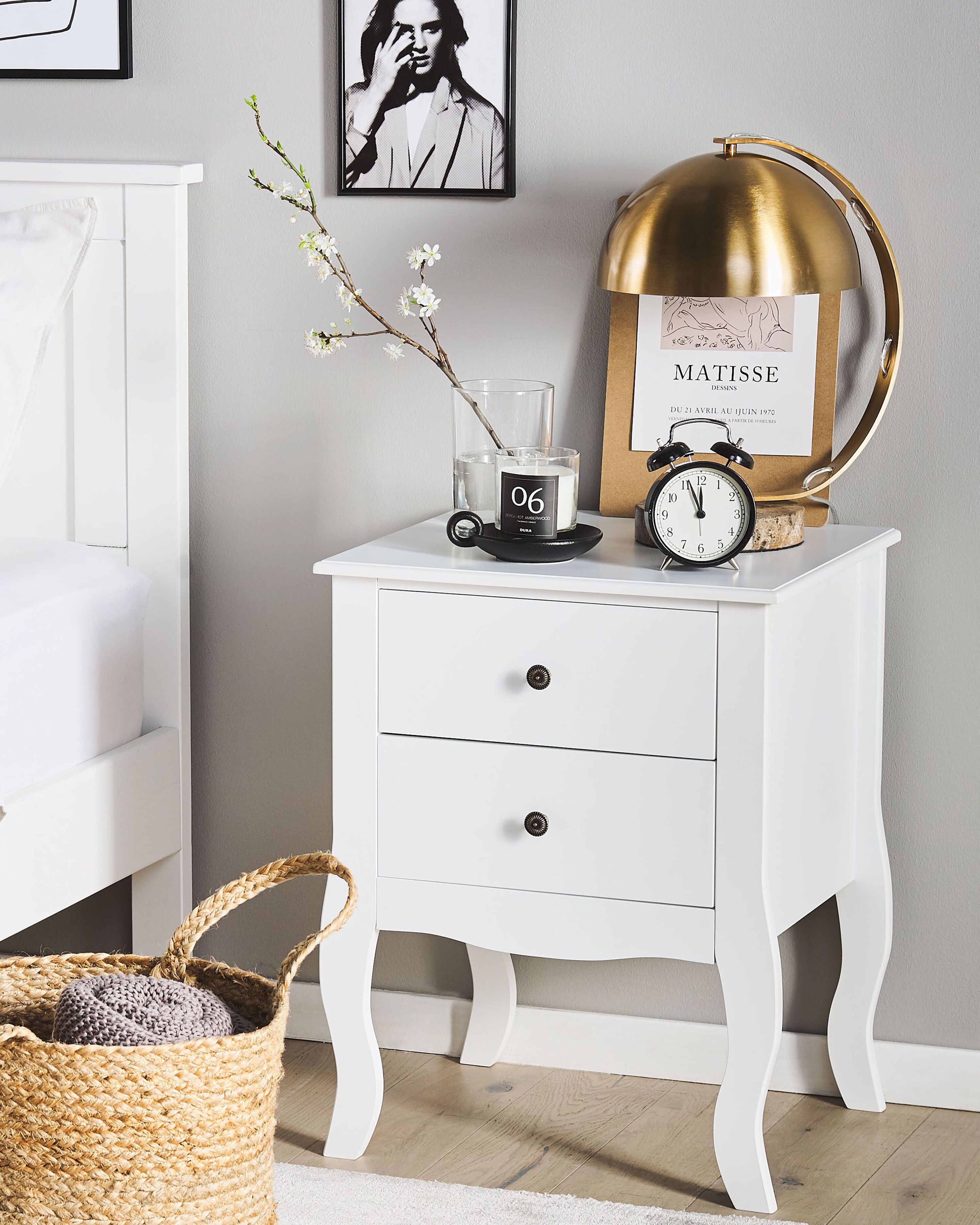 2 Drawer Bedside Table LANE White
