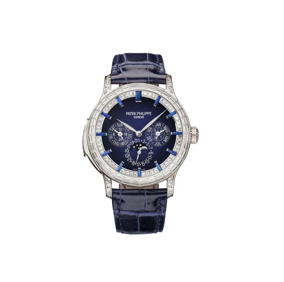 PATEKPHILIPPE Super Complication Chronograph Date Display Automatic Mechanical Movement Diamond Case Swiss Watch 42*12.28mm Men's Dark Blue 5374/300P-001(1:1 replica) - Top club