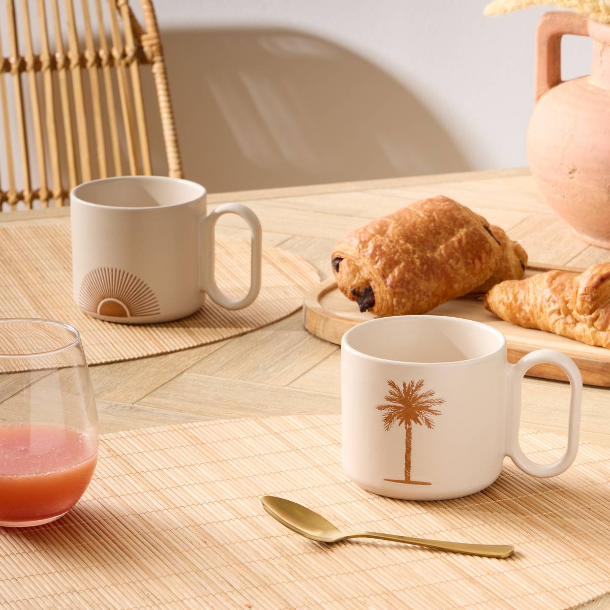 Set of 2 "Sunshine" mugs Stoneware (ceramic), 360 ml, Beige