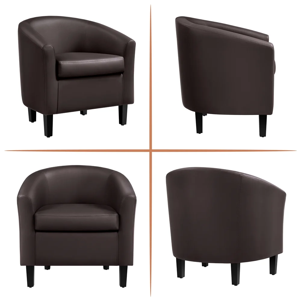 Renwick Faux Leather Barrel Accent Chair for Living Room, Set of 2, Black - Image 69