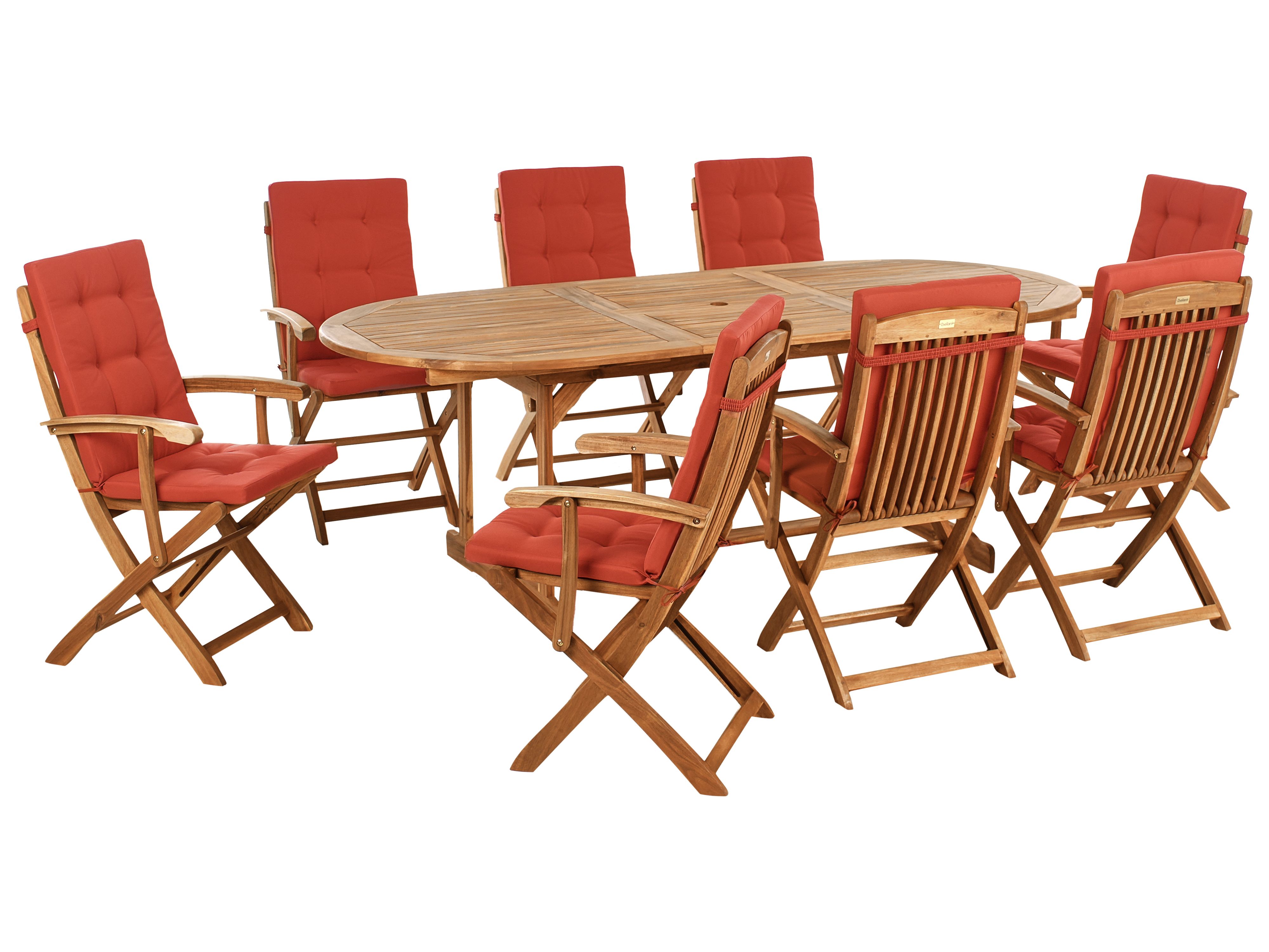 Garden Dining Set 8 Seater MAUI PREMIUM Acacia Wood Red