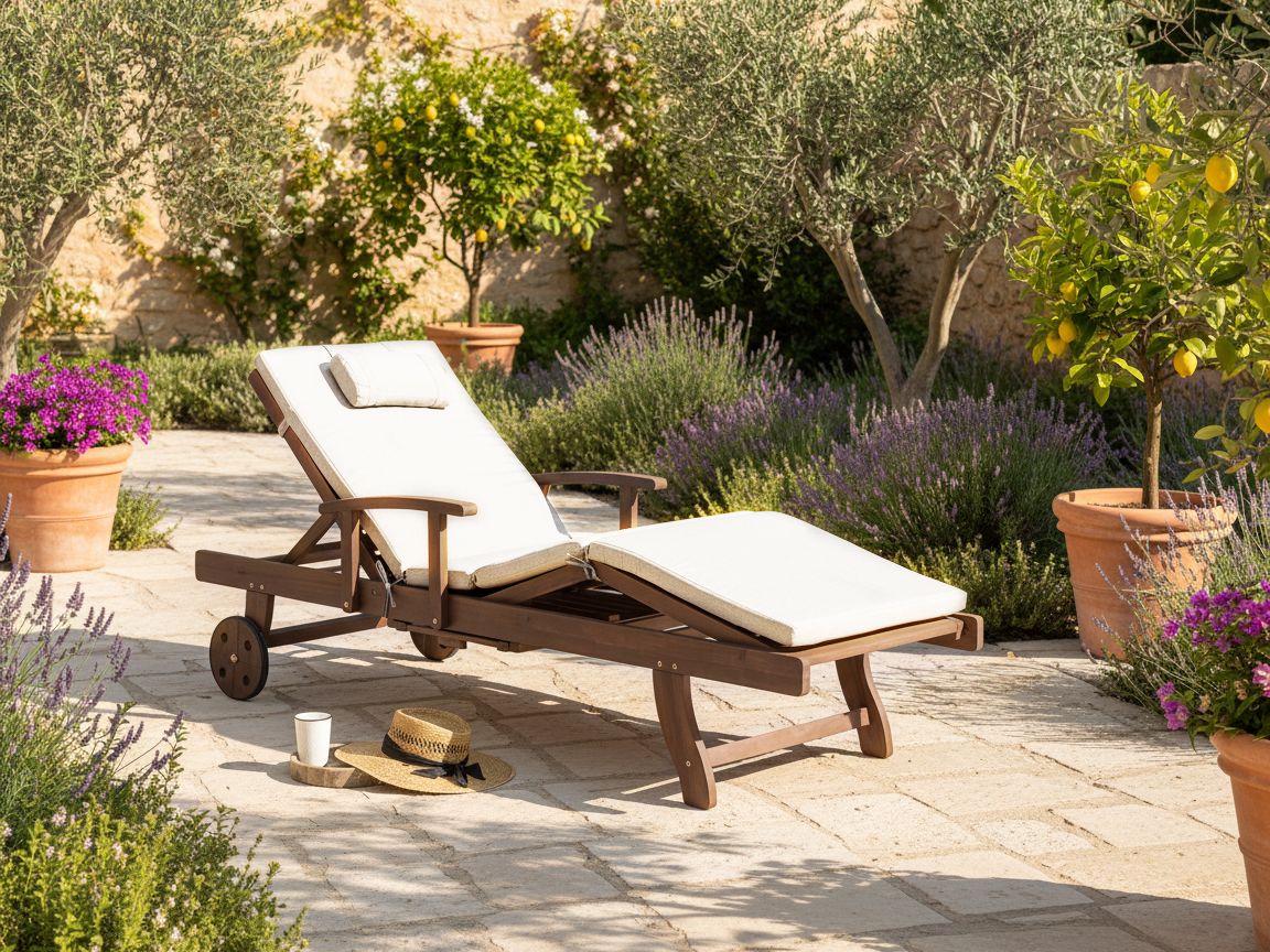 Sun Lounger with Cushion AMANTEA PREMIUM Acacia Wood Light Beige