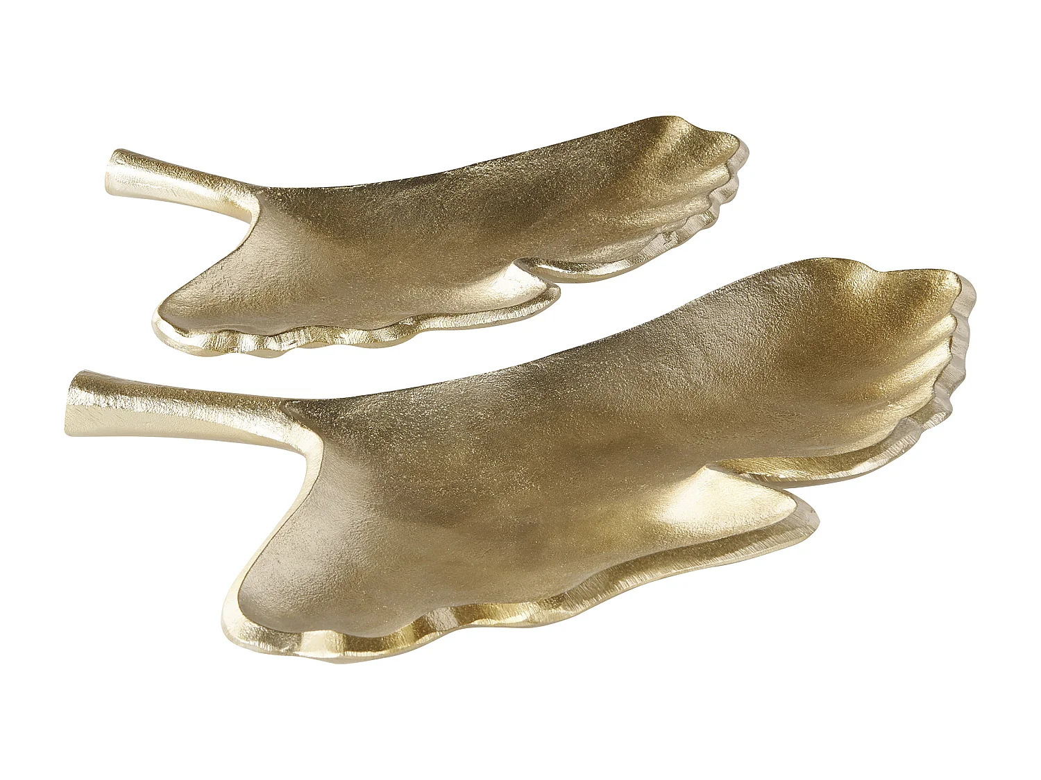 Lot de 2 boîtes à bibelots Feuille PALENQUE Métal Doré