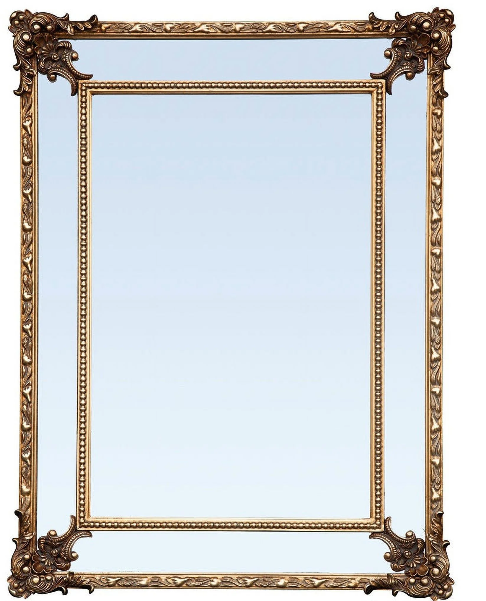 FFPEG Rectangular Baroque Style Antique Gold Mirror - Traditional Old-World Charm -Home Decor