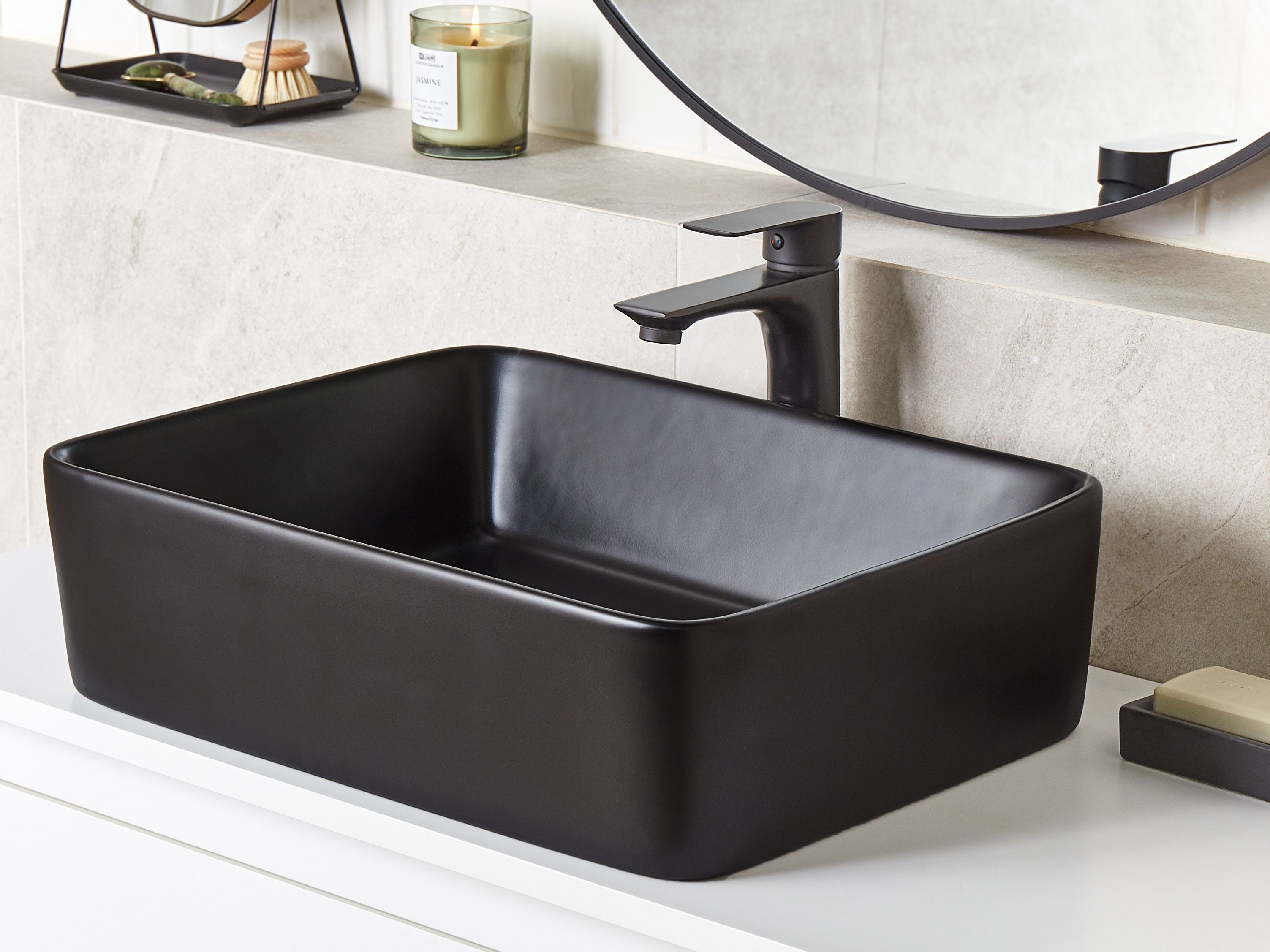 Countertop Basin TRAVESIA 490 x 380 mm Ceramic Black