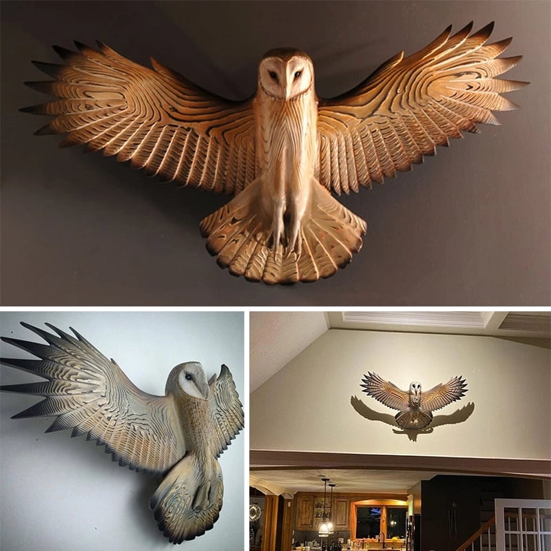 OwlGaze Handgemaakte Kerkuil Wandsculptuur - Zorgvuldig Geschilderd, Duurzaam, UV-beschermd