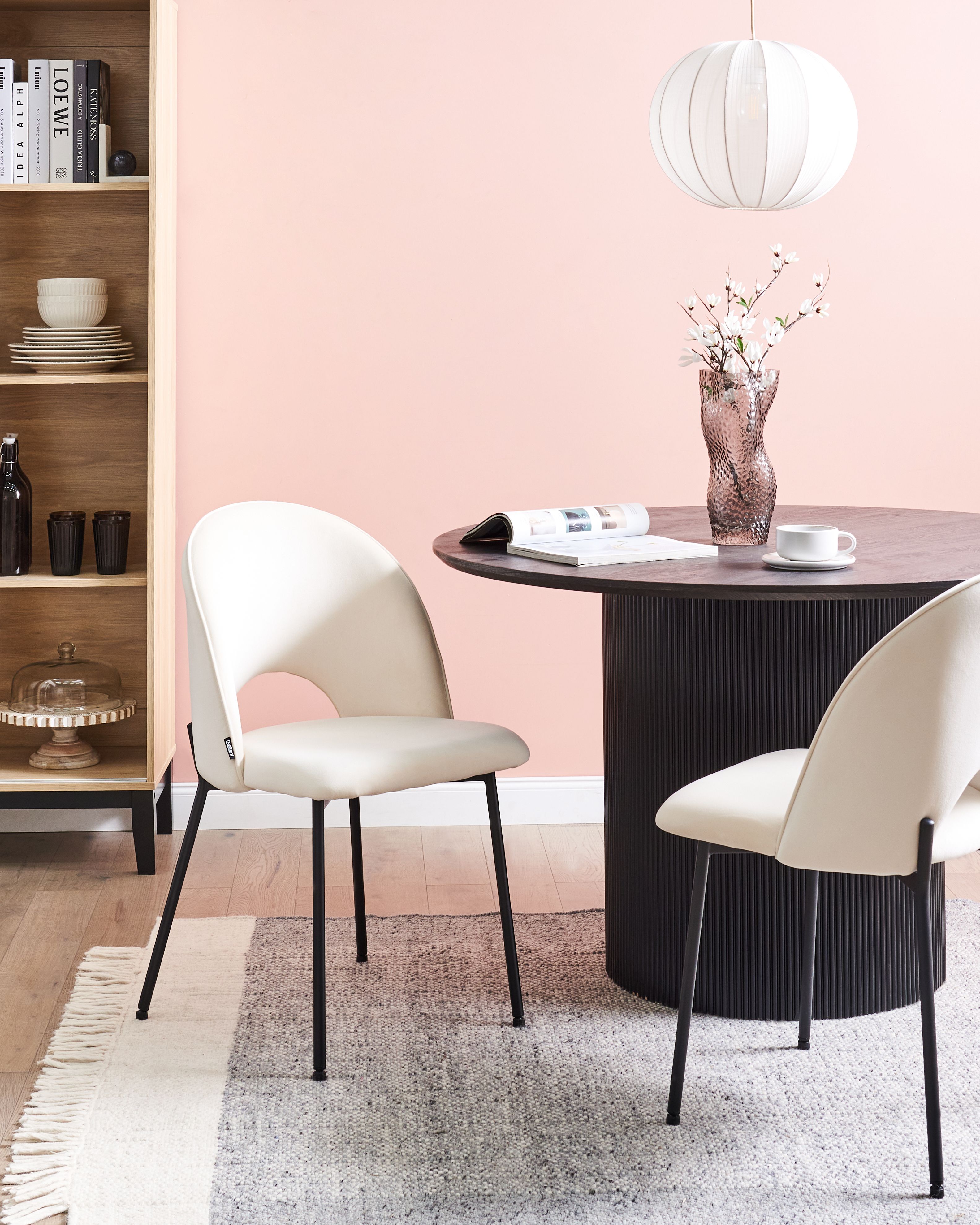 Set of 2 Dining Chairs COVELO Fabric Light Beige